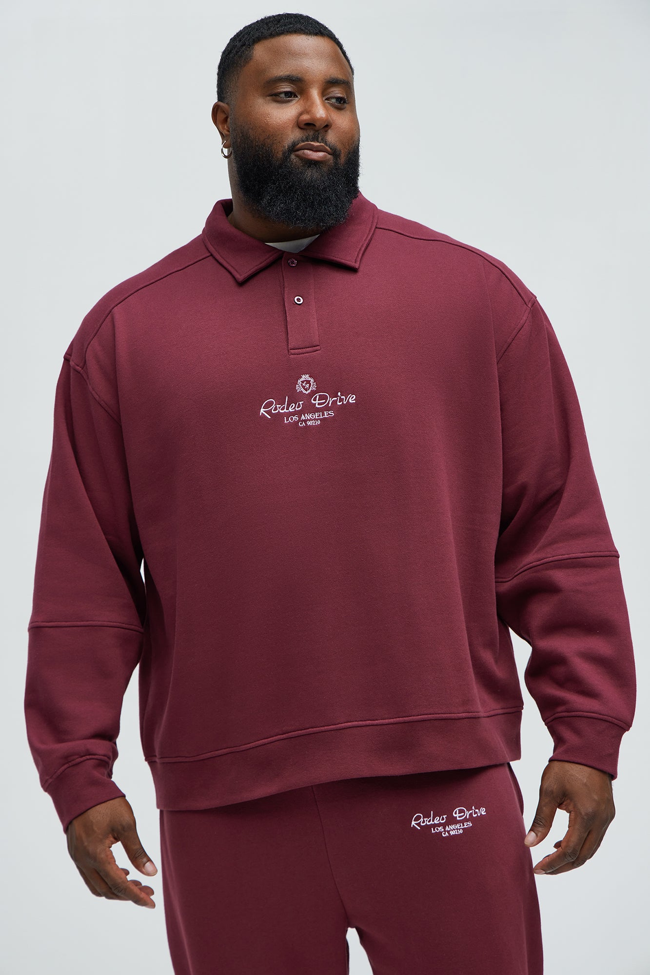 Rodeo Drive LA Collar Sweatshirt - Burgundy - Image 5