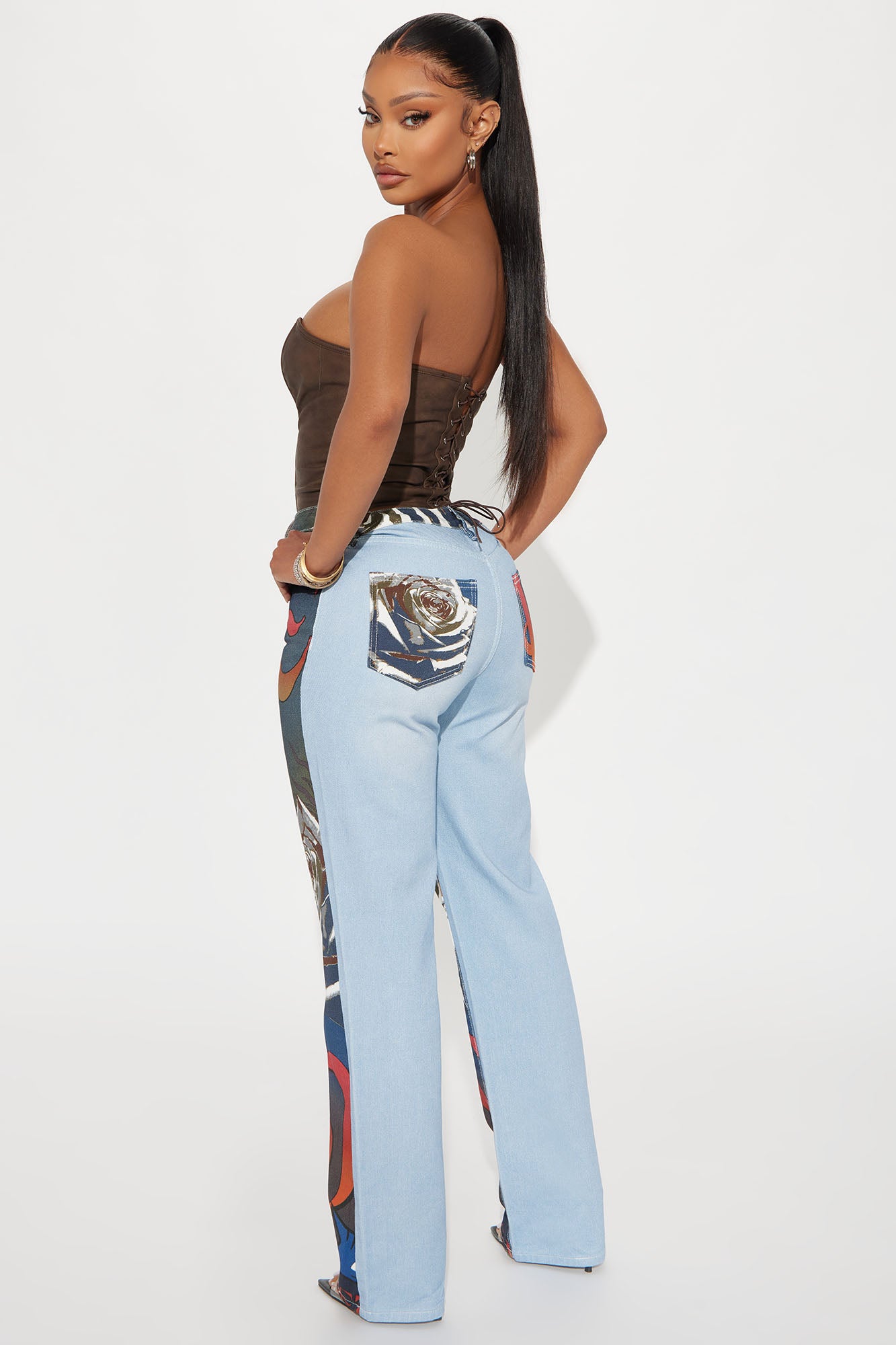 Louder Than Words Wide Leg Jeans - Multi Color - Image 4