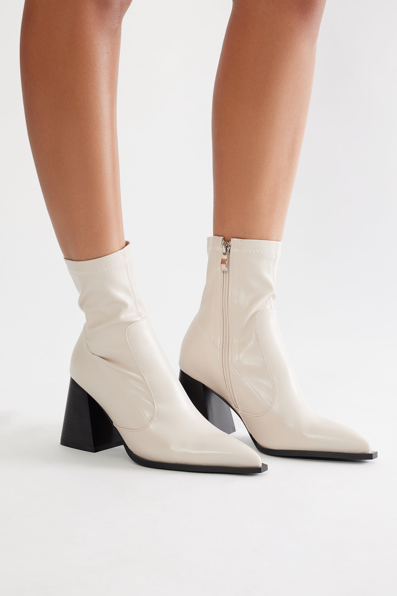 Boise Heeled Booties - Cream - Image 4