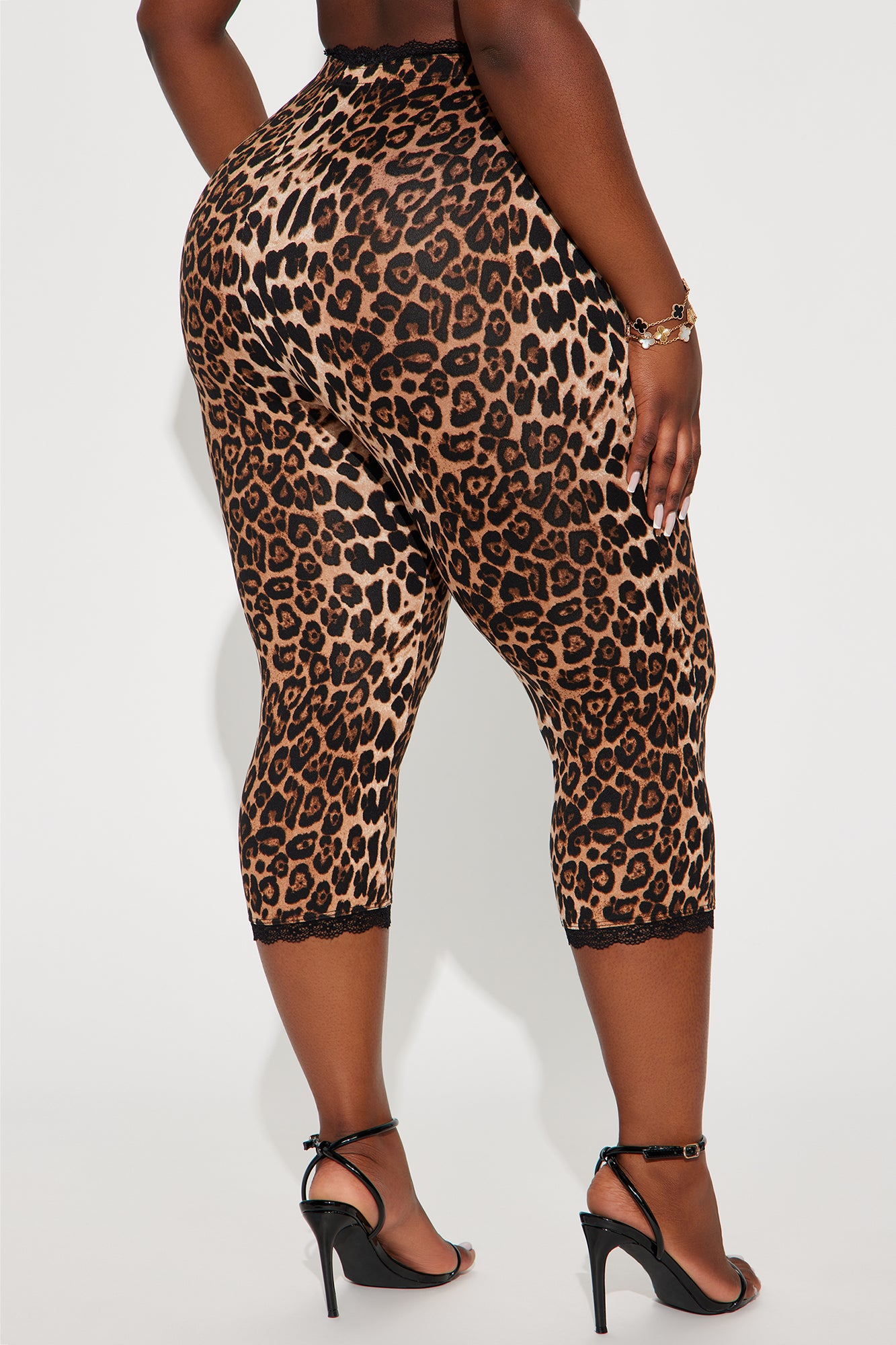 Florentina Lace Trim Capri Legging - Brown/combo - Image 7