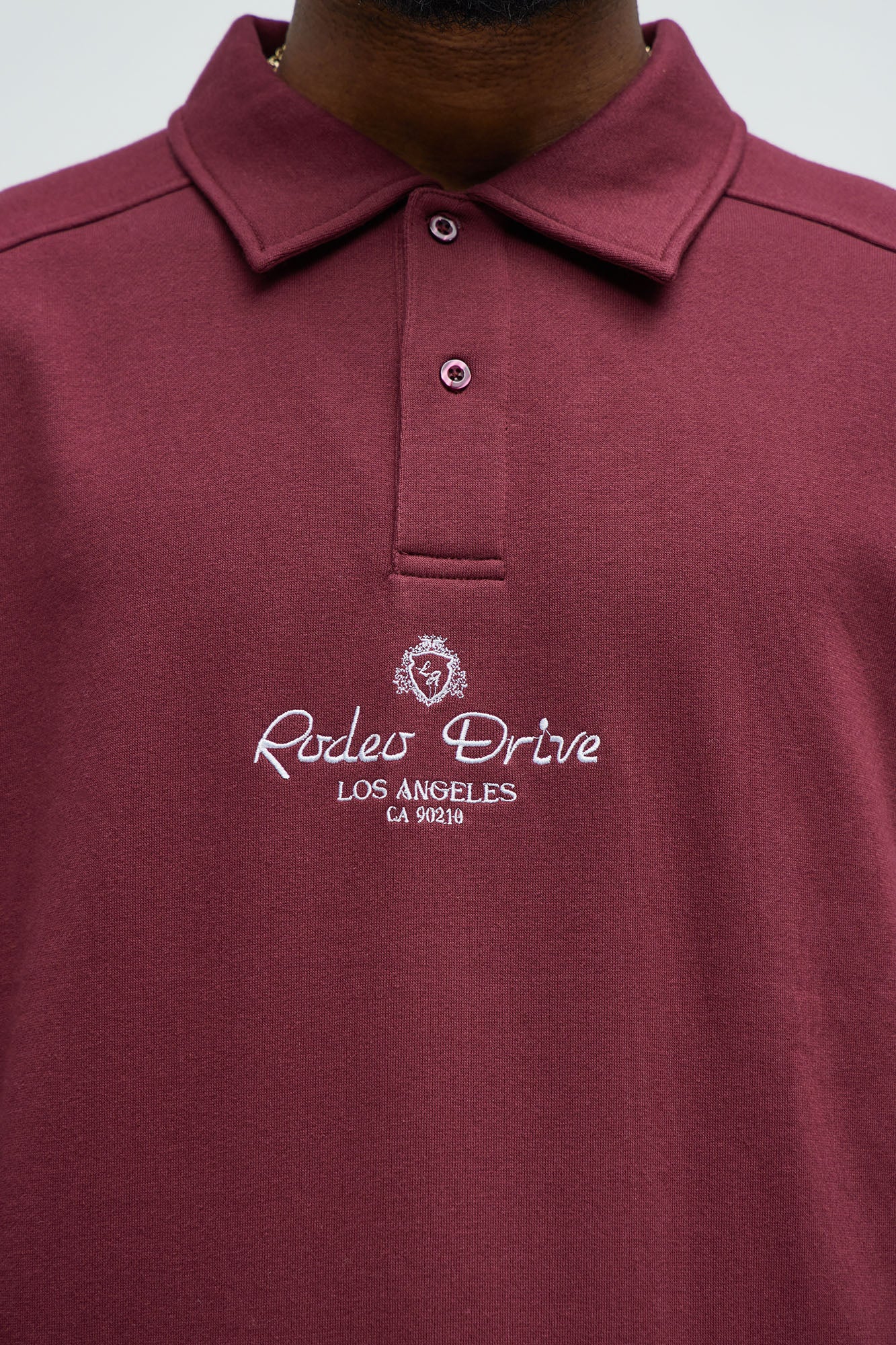 Rodeo Drive LA Collar Sweatshirt - Burgundy - Image 4