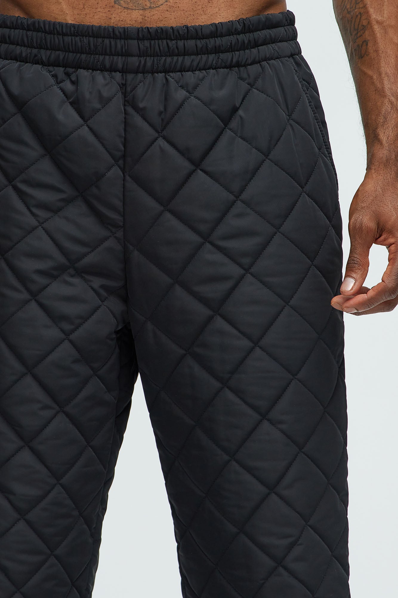 Deebo Straight Quilted Pants - Black - Image 4