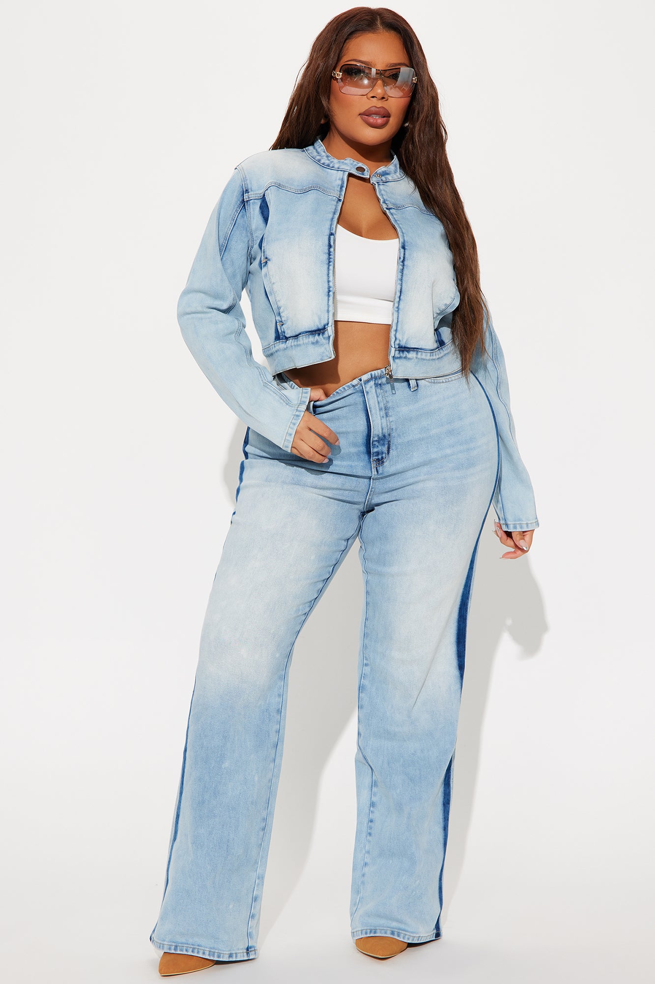 Speed It Up Stretch Moto Denim Jacket - Light Wash - Image 6