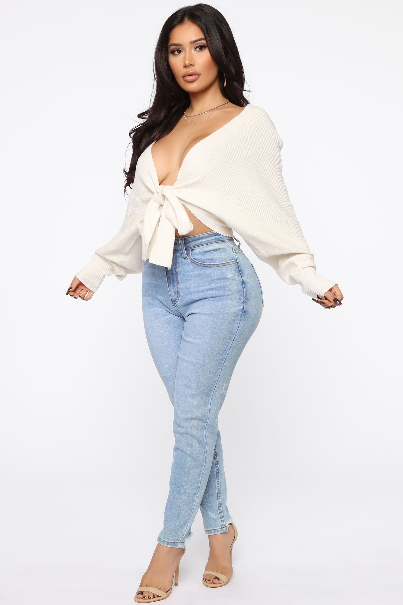 Love Craze Cropped Sweater - Cream - Image 5