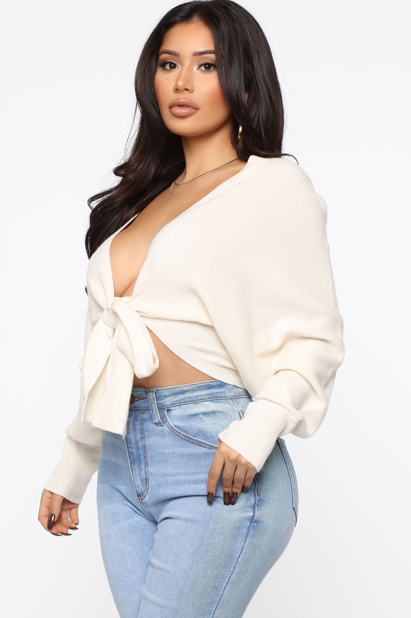 Love Craze Cropped Sweater - Cream - Image 4