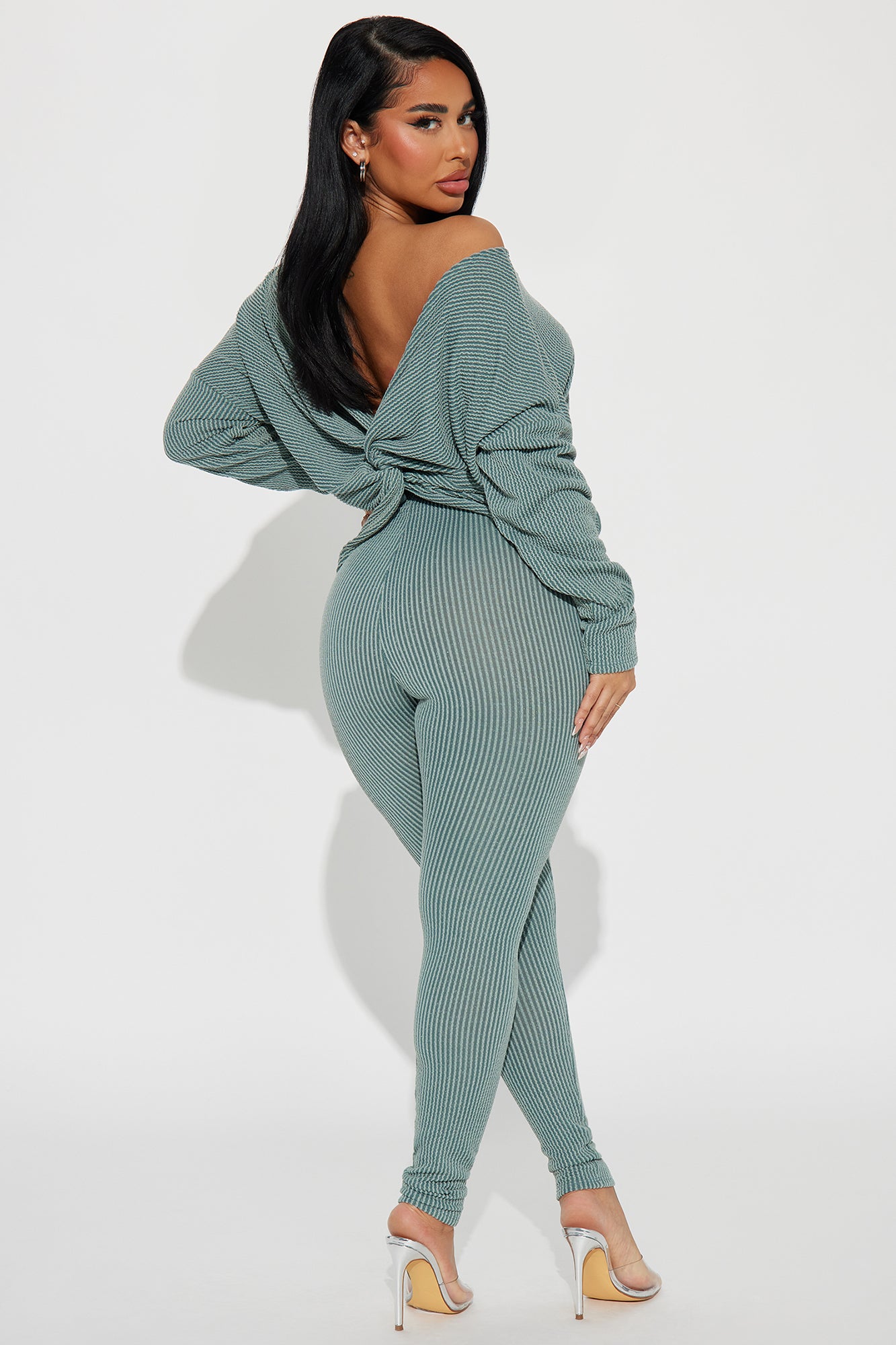 Don't Get Twisted Ribbed Legging Set - Olive - Image 3