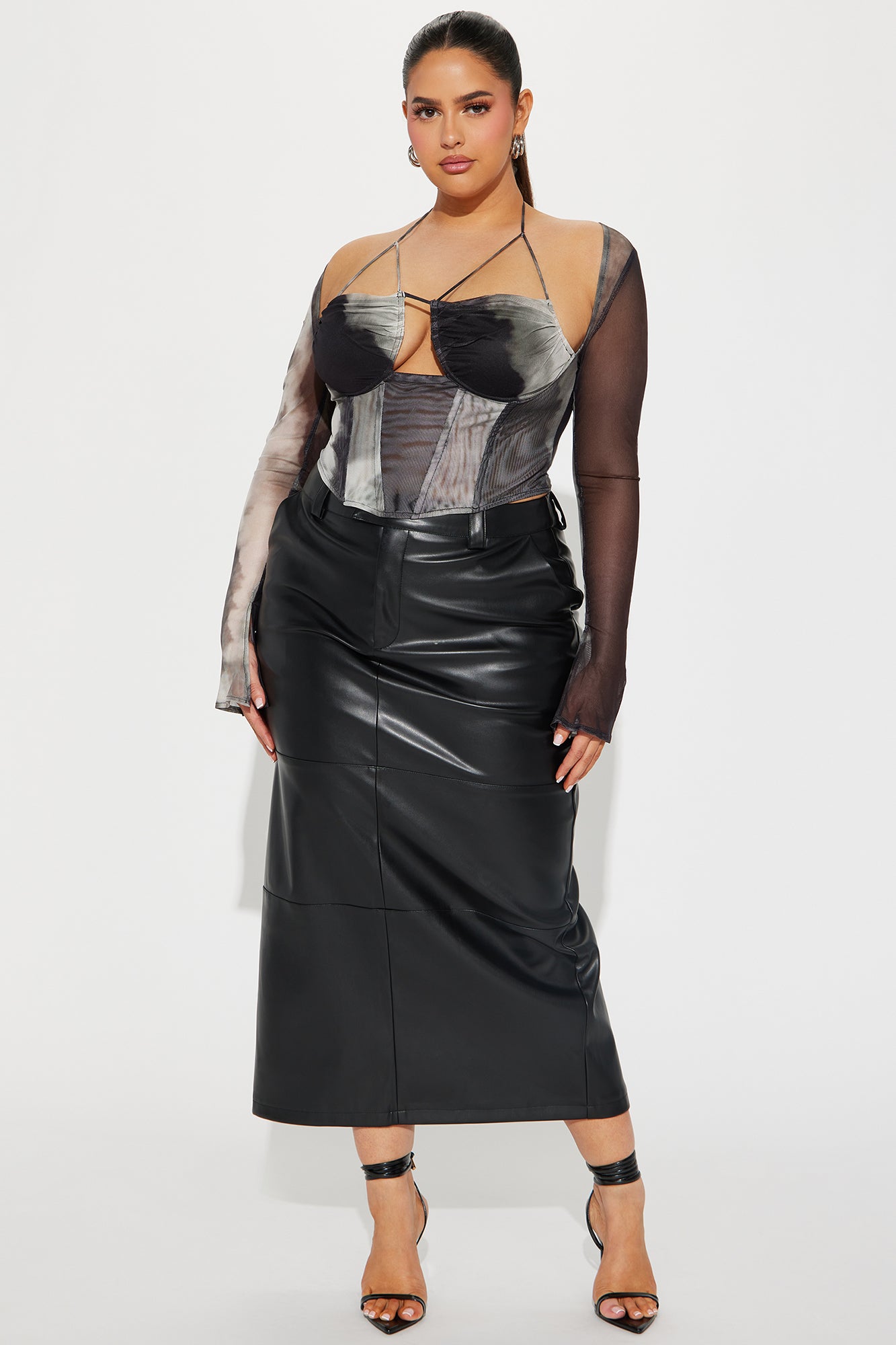 Malia Mesh Corset Top - Black/combo - Image 5