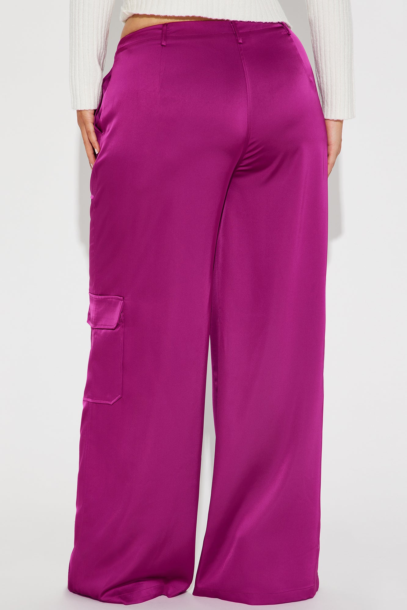 Pretty Girl Walk Satin Cargo Pant - Magenta - Image 6