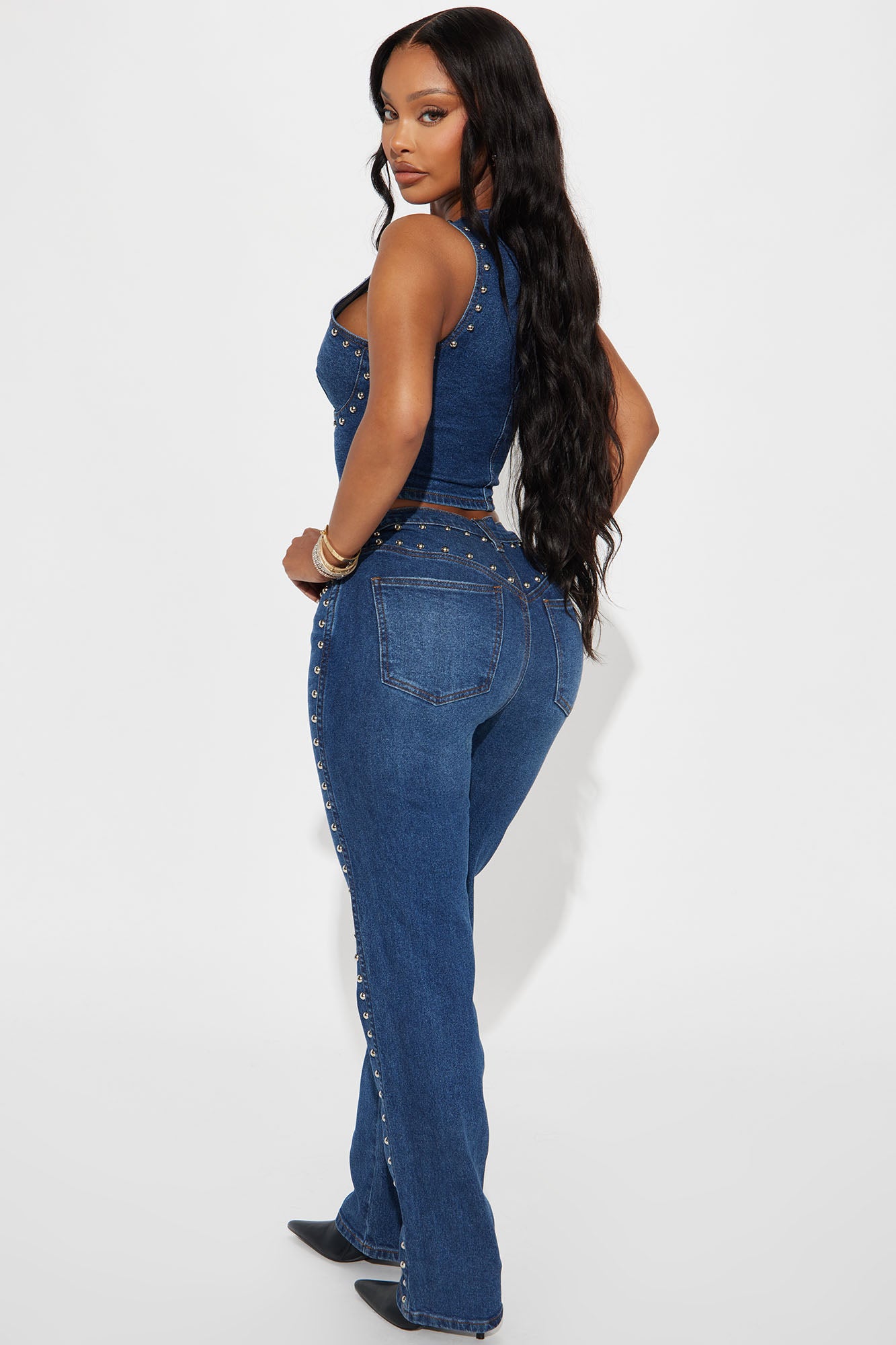 For Keeps Studded Straight Leg Jeans - Medium Wash - Image 3