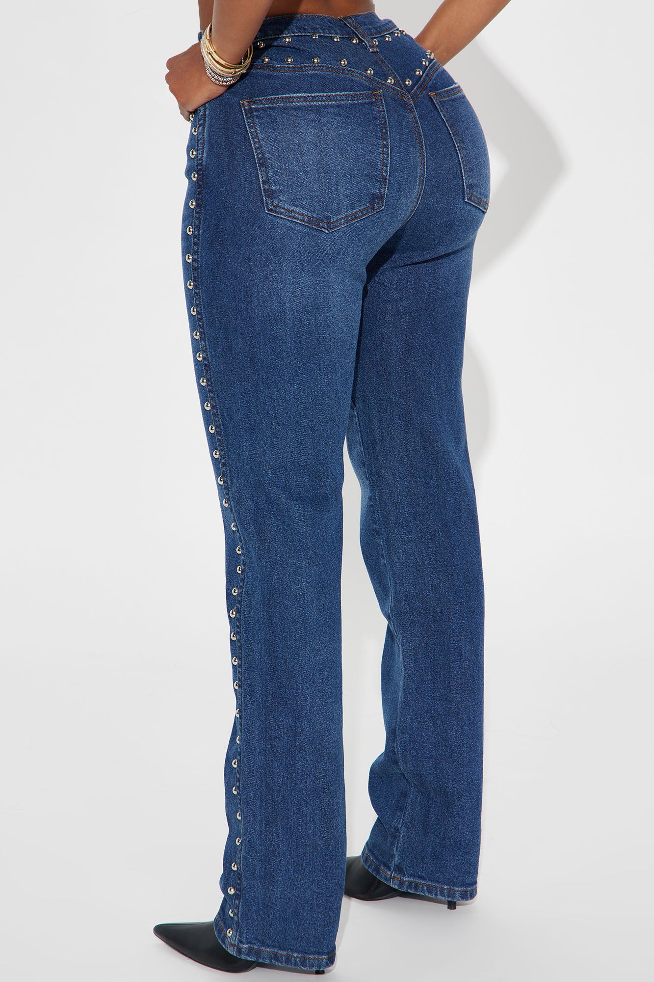 For Keeps Studded Straight Leg Jeans - Medium Wash - Image 4