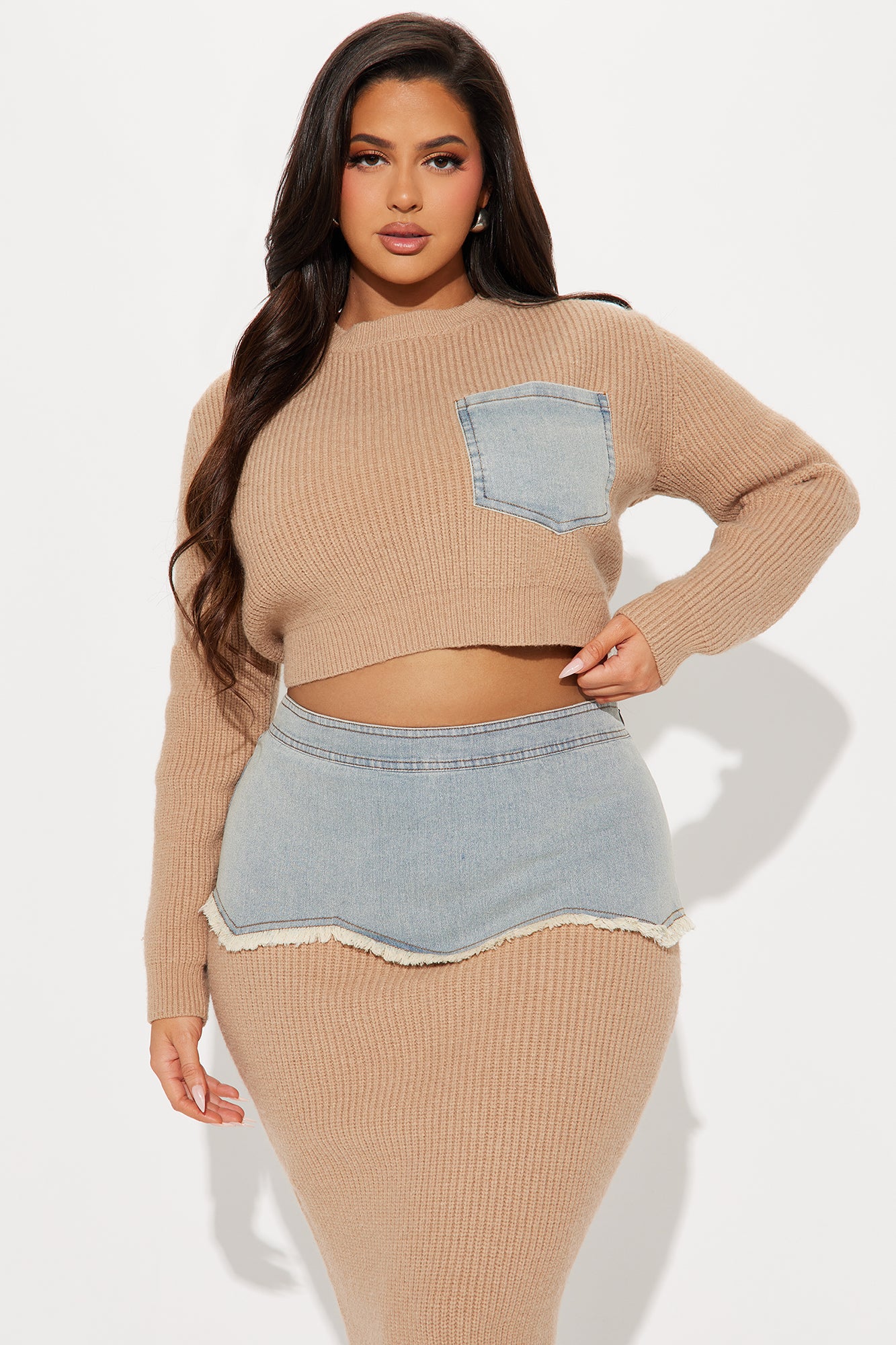 Rhea Sweater Midi Skirt Set - Mocha - Image 5
