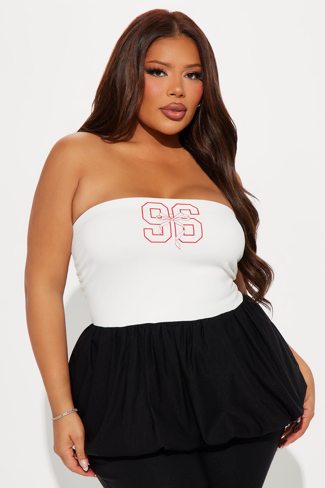 Ava Bubble Hem Top - White/combo - Image 4