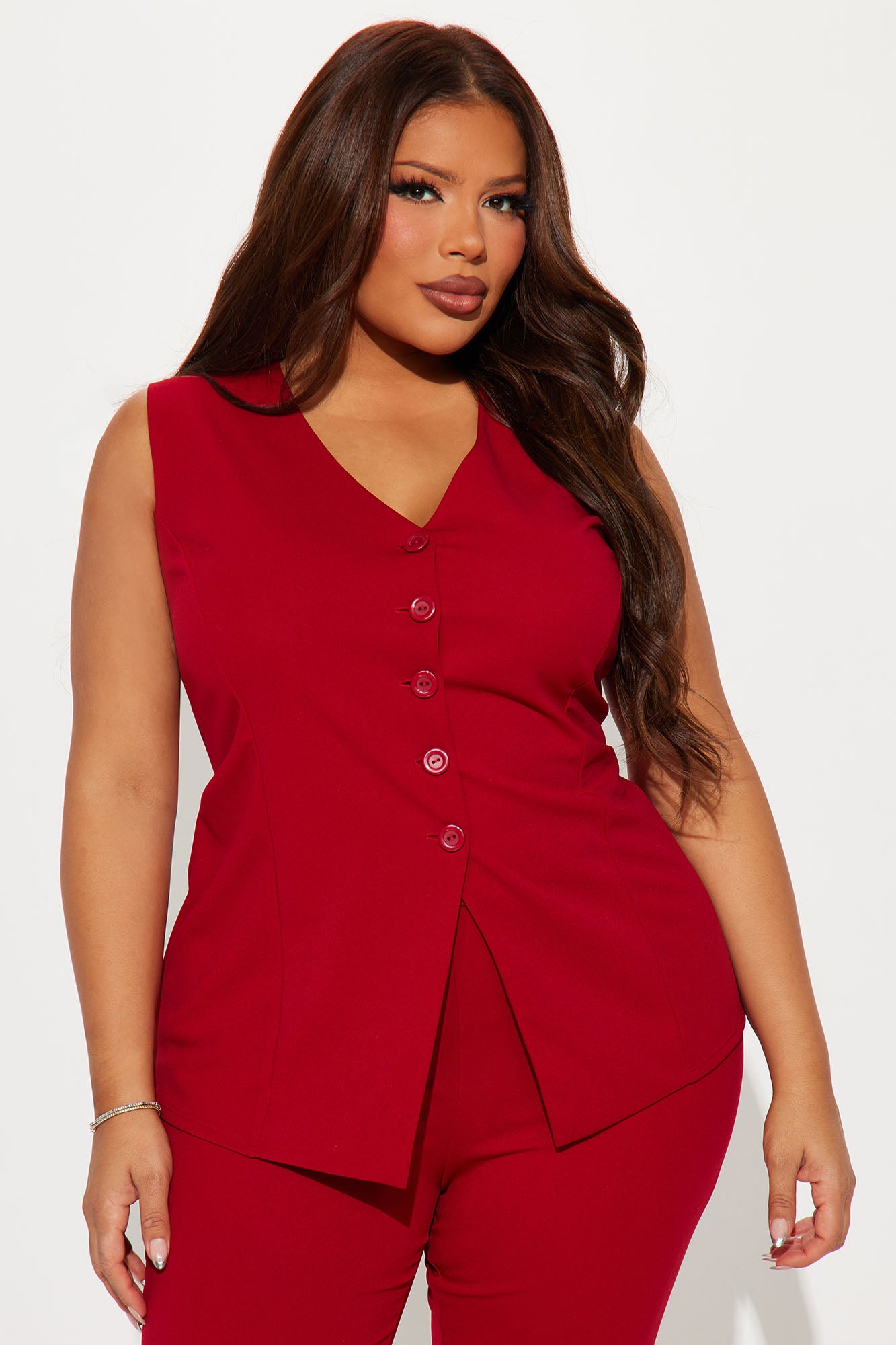 Office Romance Vest Pant Set - Ruby Red - Image 6