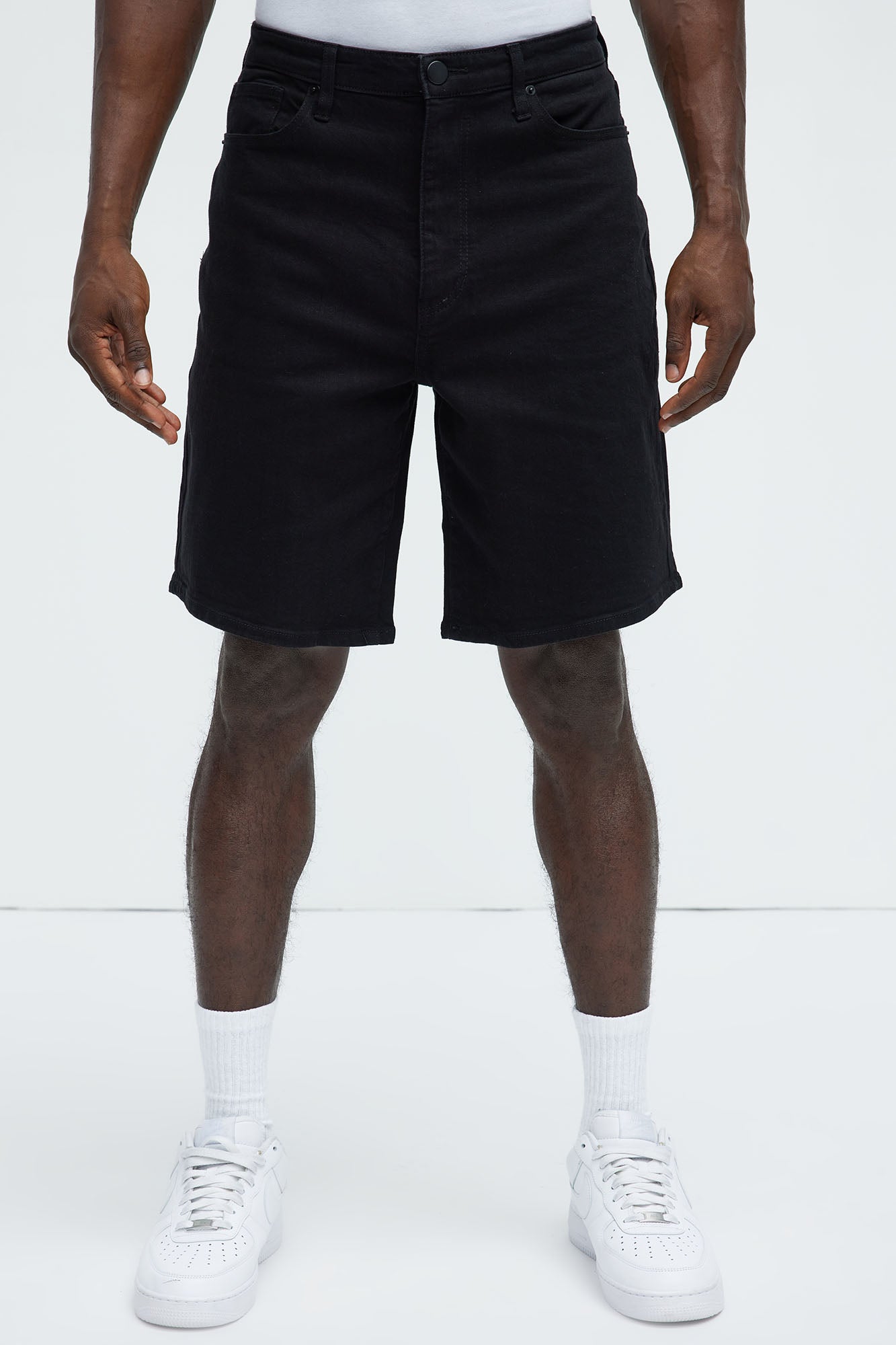 Mike Relaxed Denim Shorts - Black - Image 7