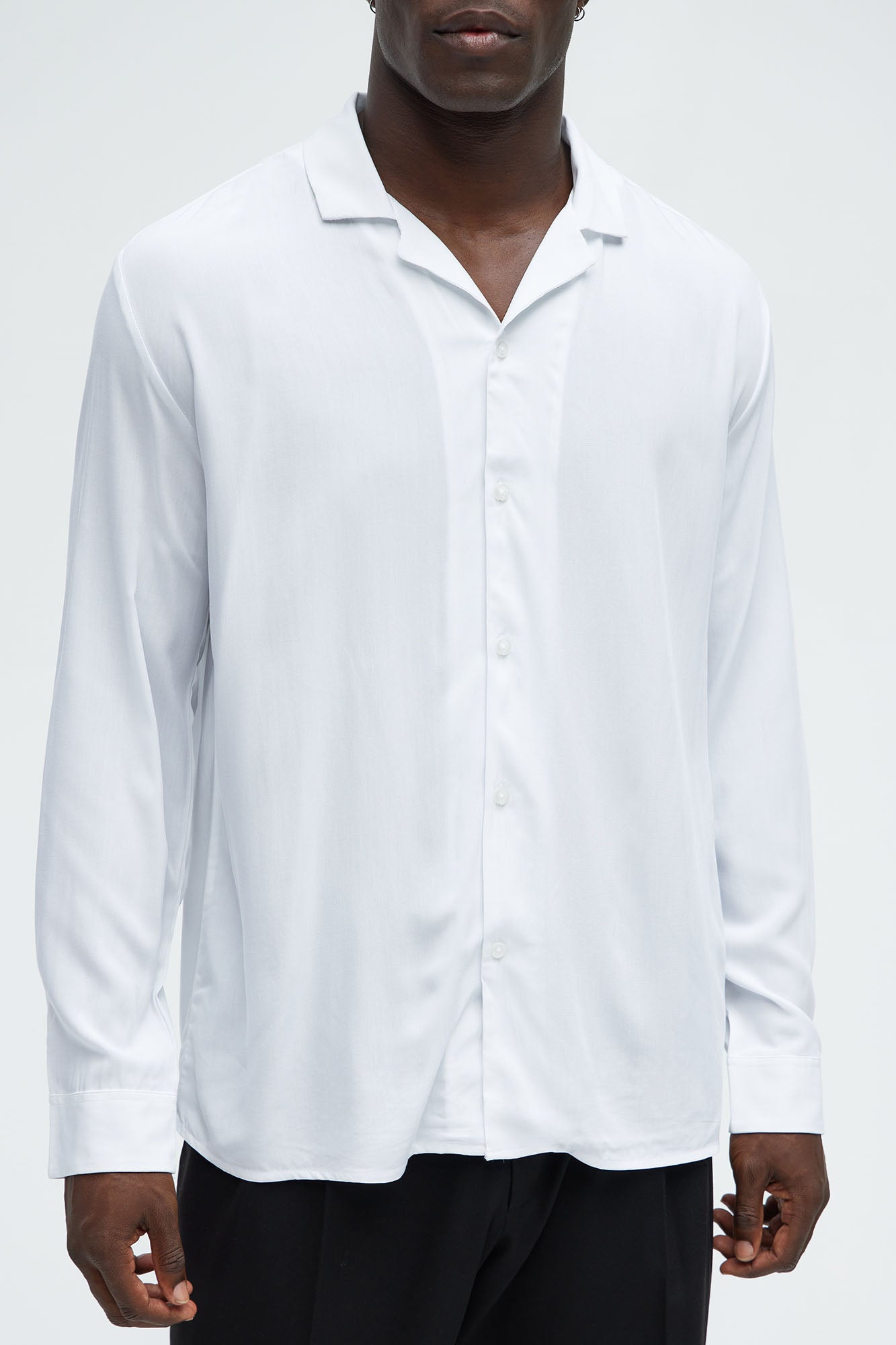 Dawson Relaxed Long Sleeve Button Up Shirt - White - Image 10