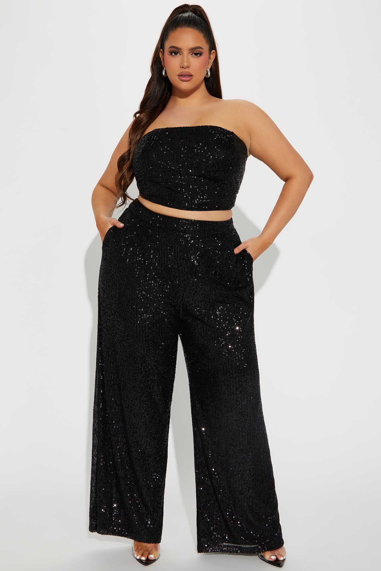 Stella Sequin Pant Set - Black - Image 4