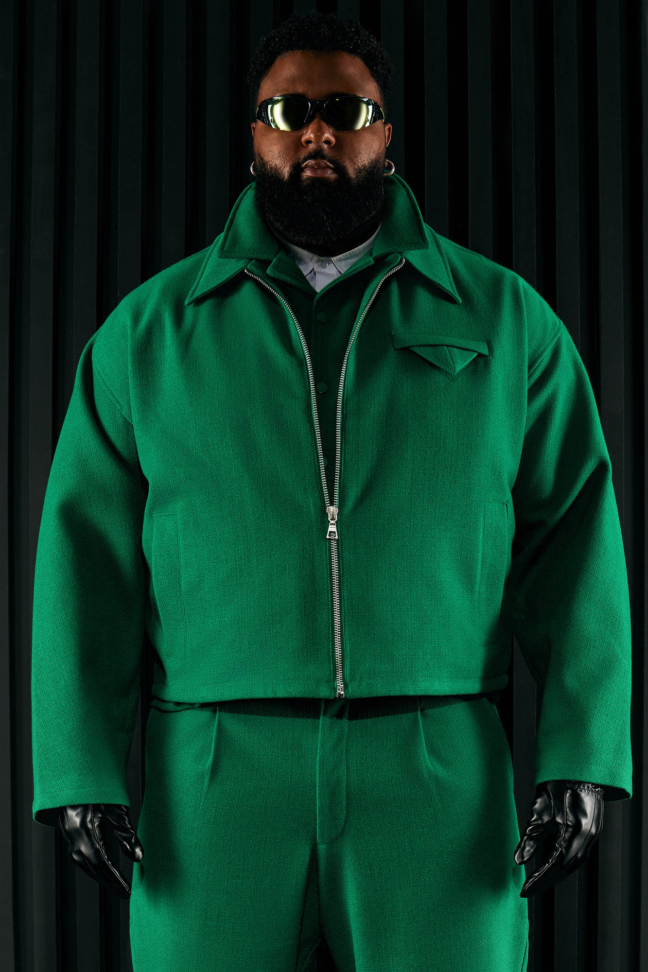 Wilder Textured Weave Cropped Jacket - Green - Image 6