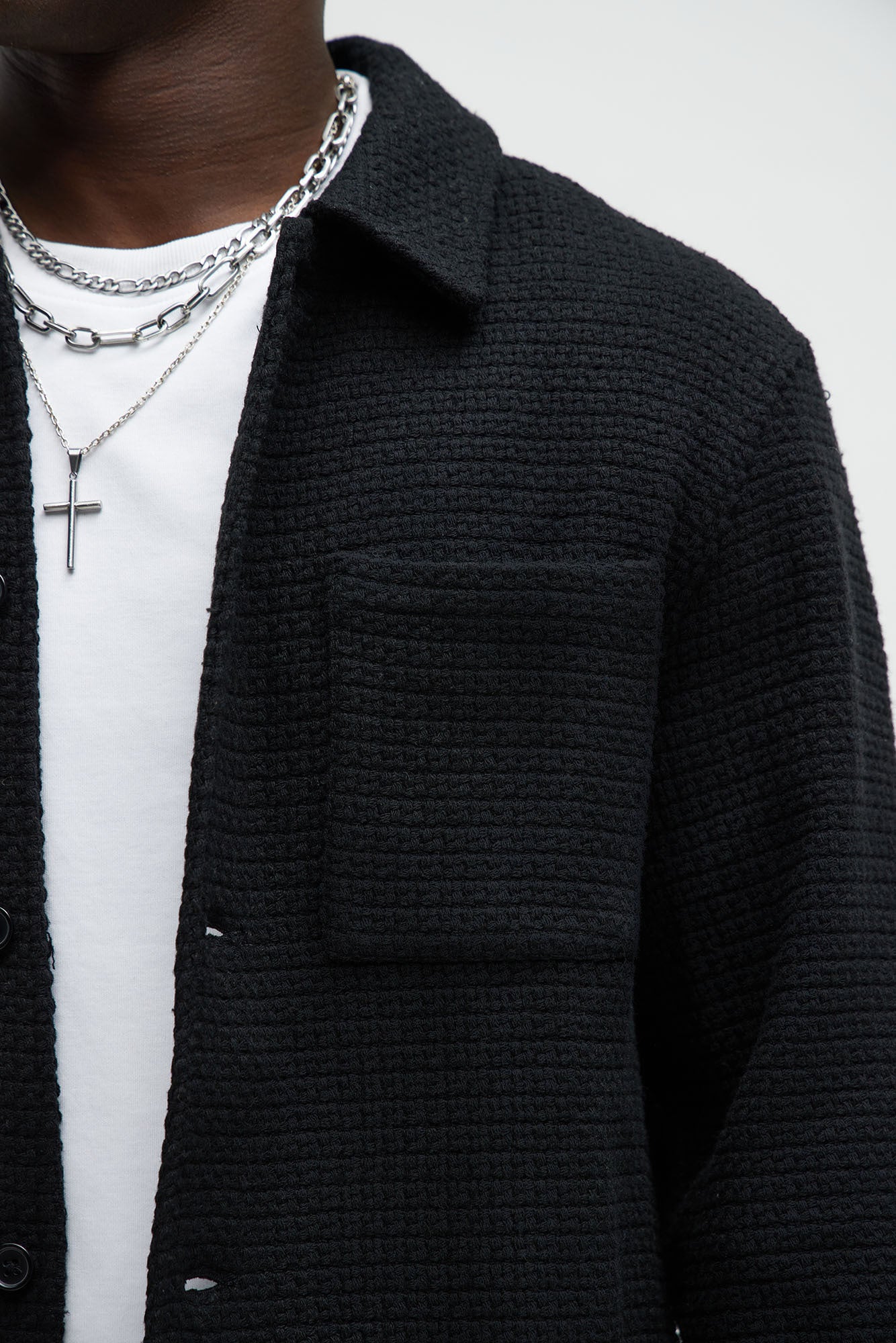 Linden Textured Button Up Shirt - Black - Image 3