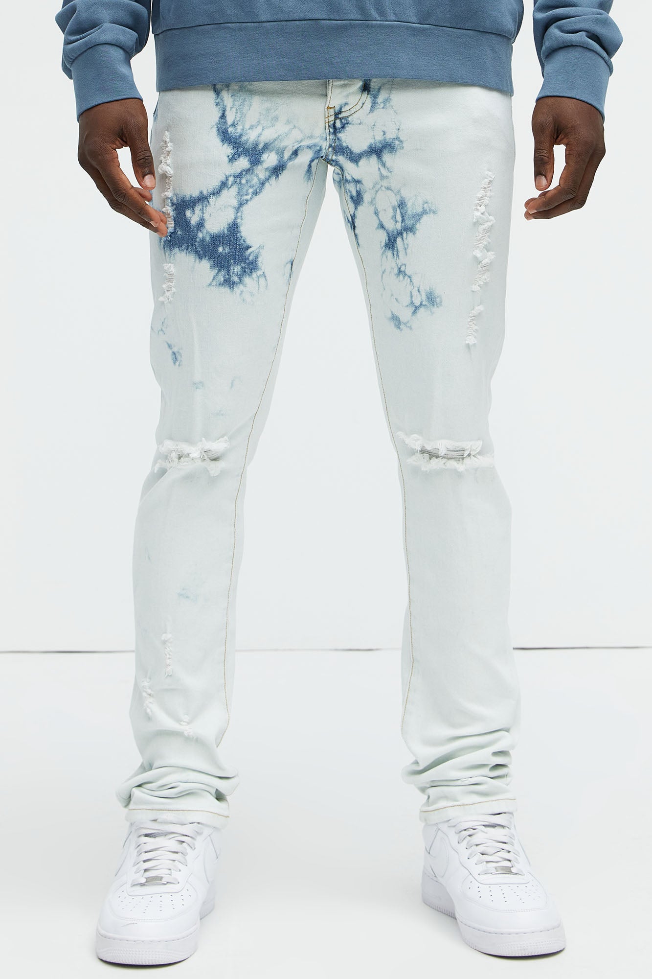 Drop It Bleached Stacked Skinny Jeans - Bleach Blue Wash - Image 3