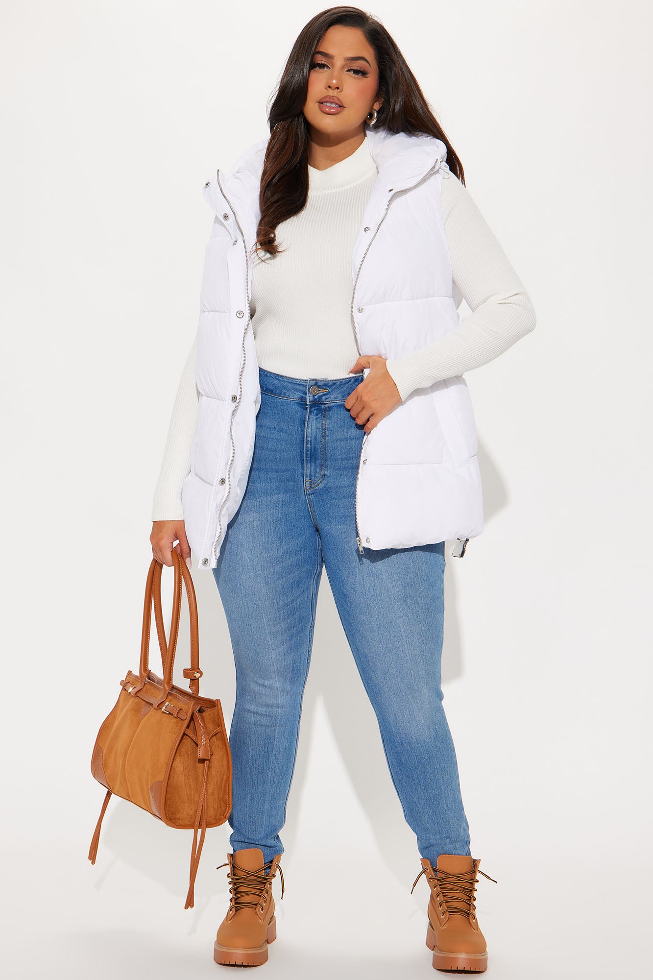 Hold You Down Puffer Vest - White - Image 6
