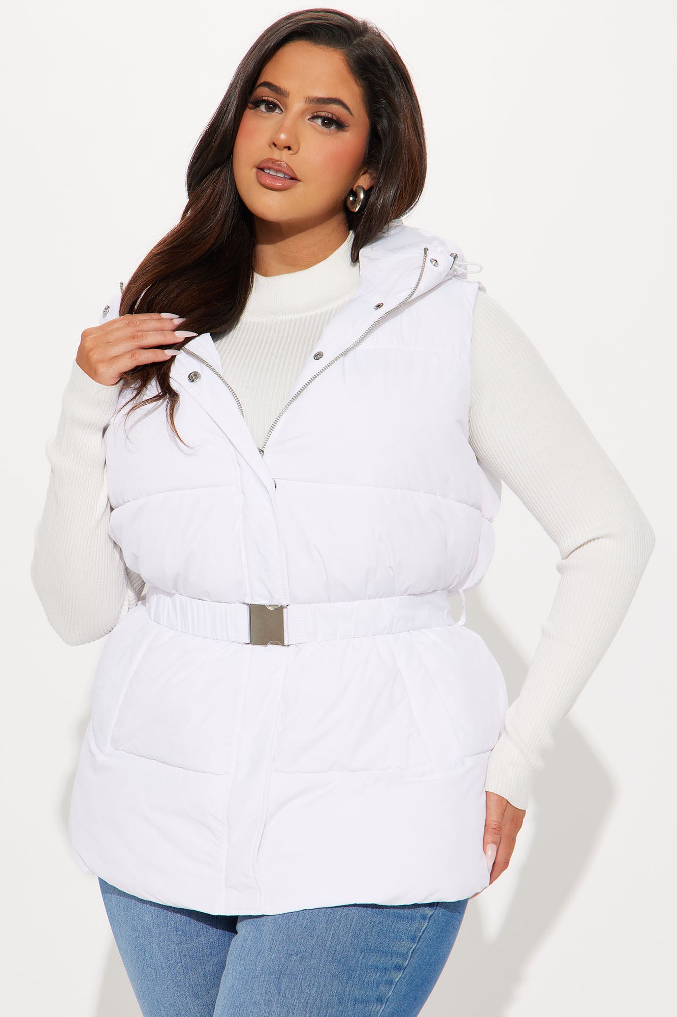Hold You Down Puffer Vest - White - Image 7
