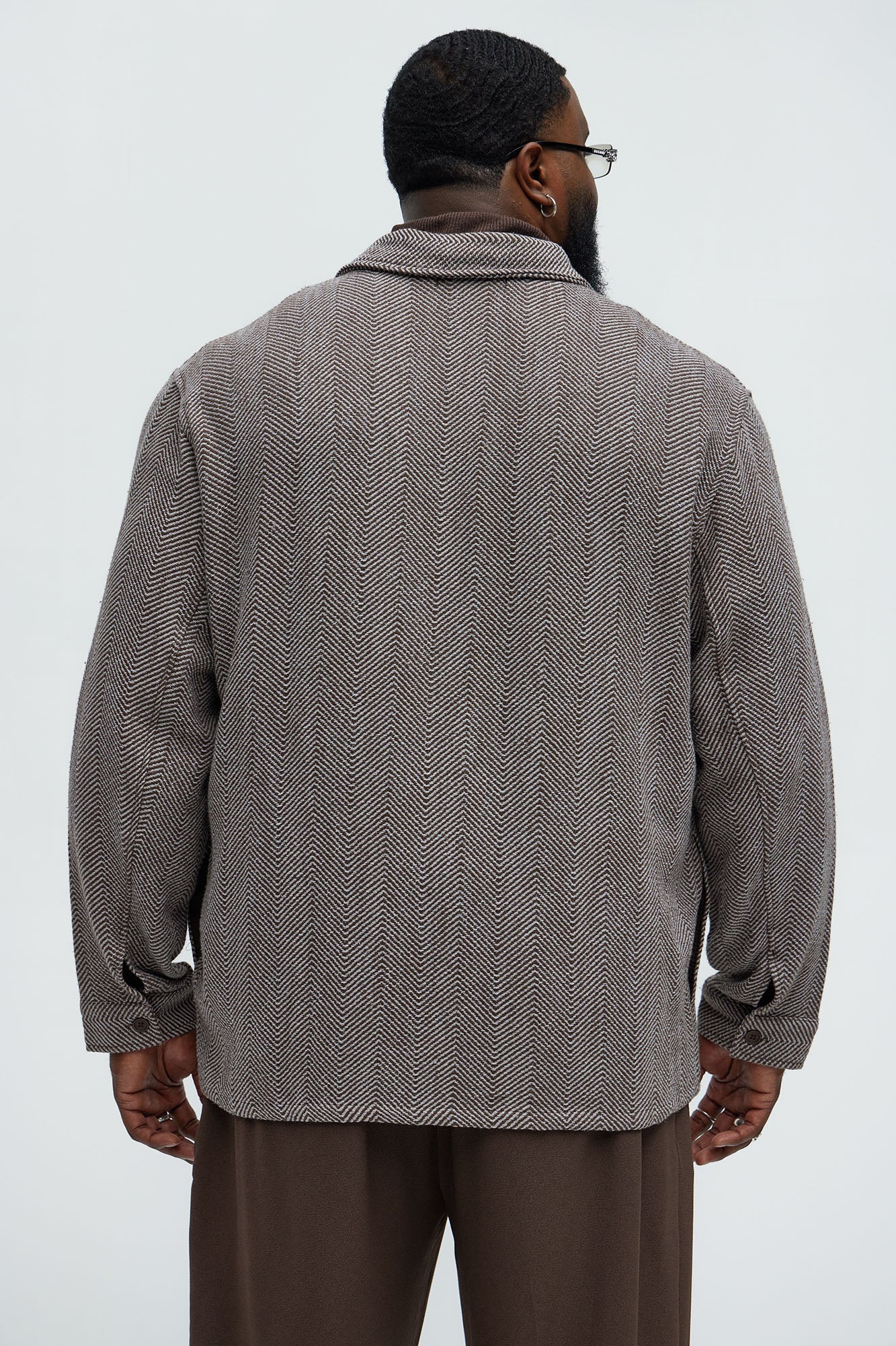 Keystone Herringbone Button Up Shirt - Brown Combo - Image 9