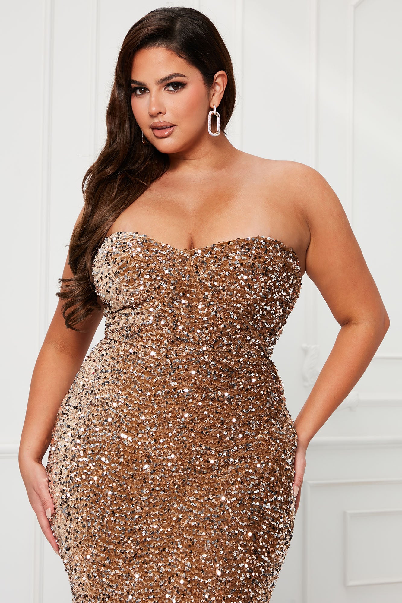 Seriously Stylish Sequin Maxi Dress - Gold - Image 6