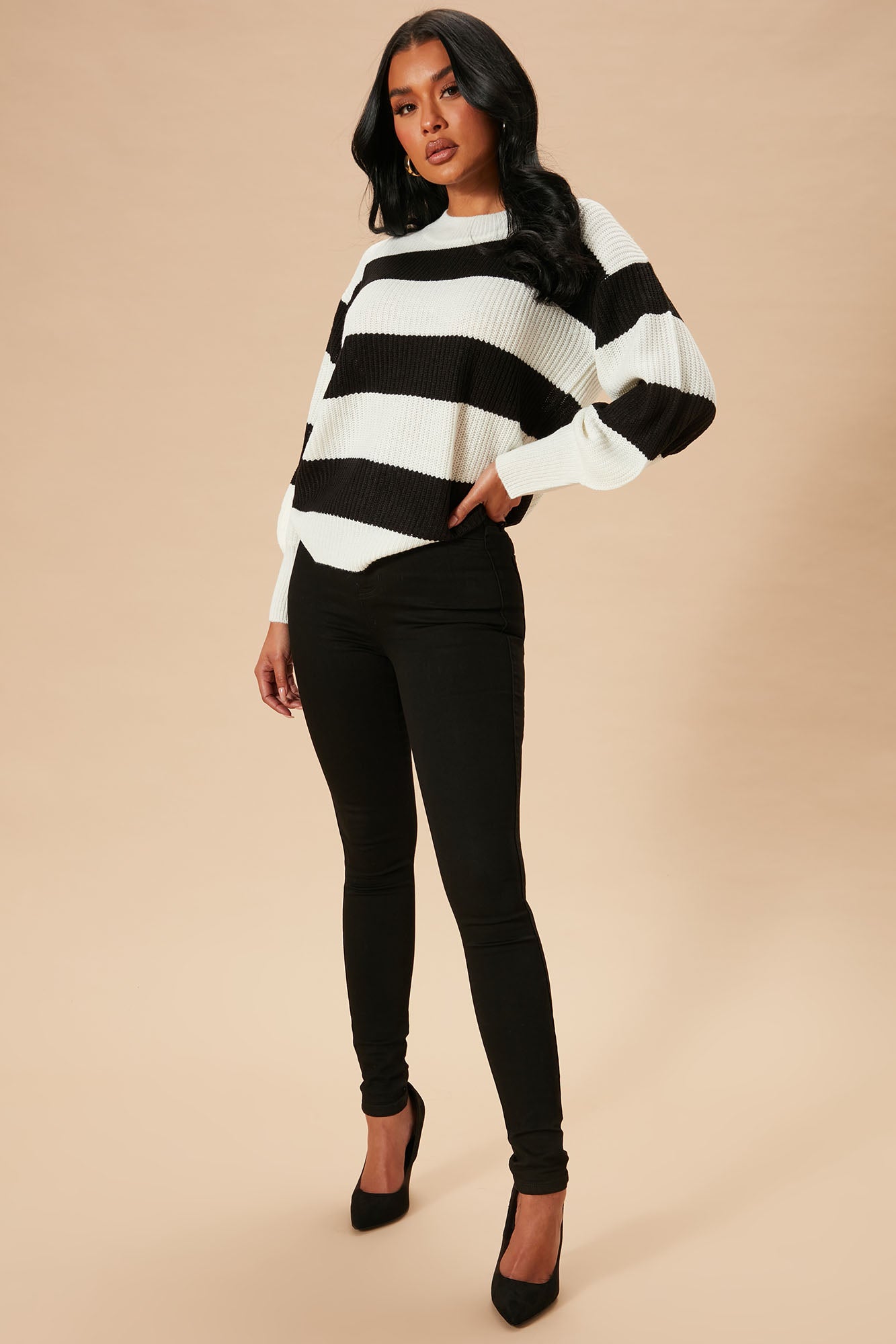 Classic High Waist Skinny Jeans - Black - Image 3