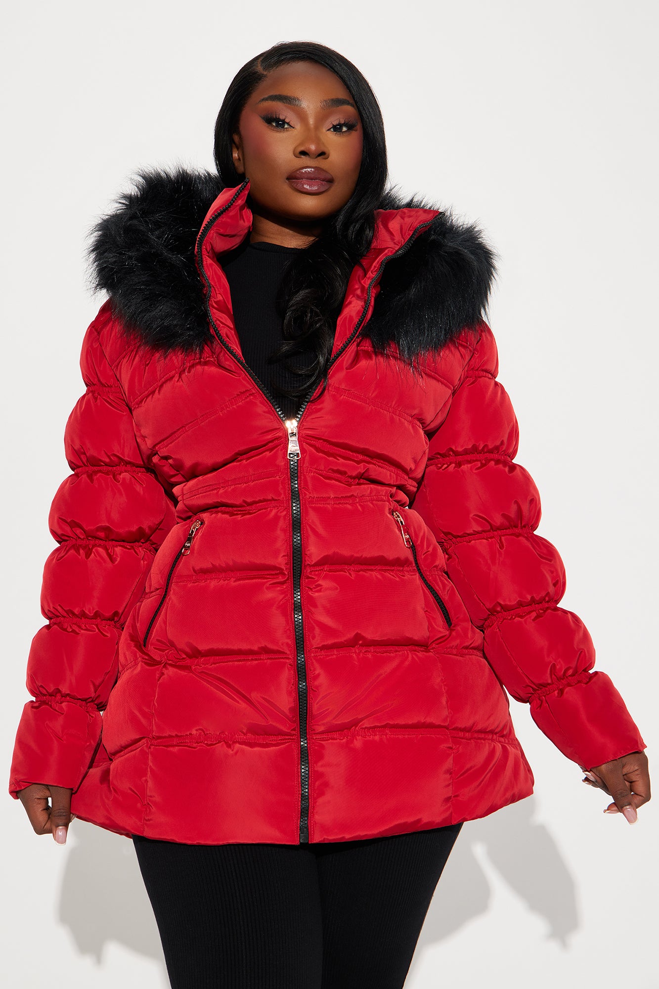 Ice Skating Date Puffer Jacket - Red - Image 4