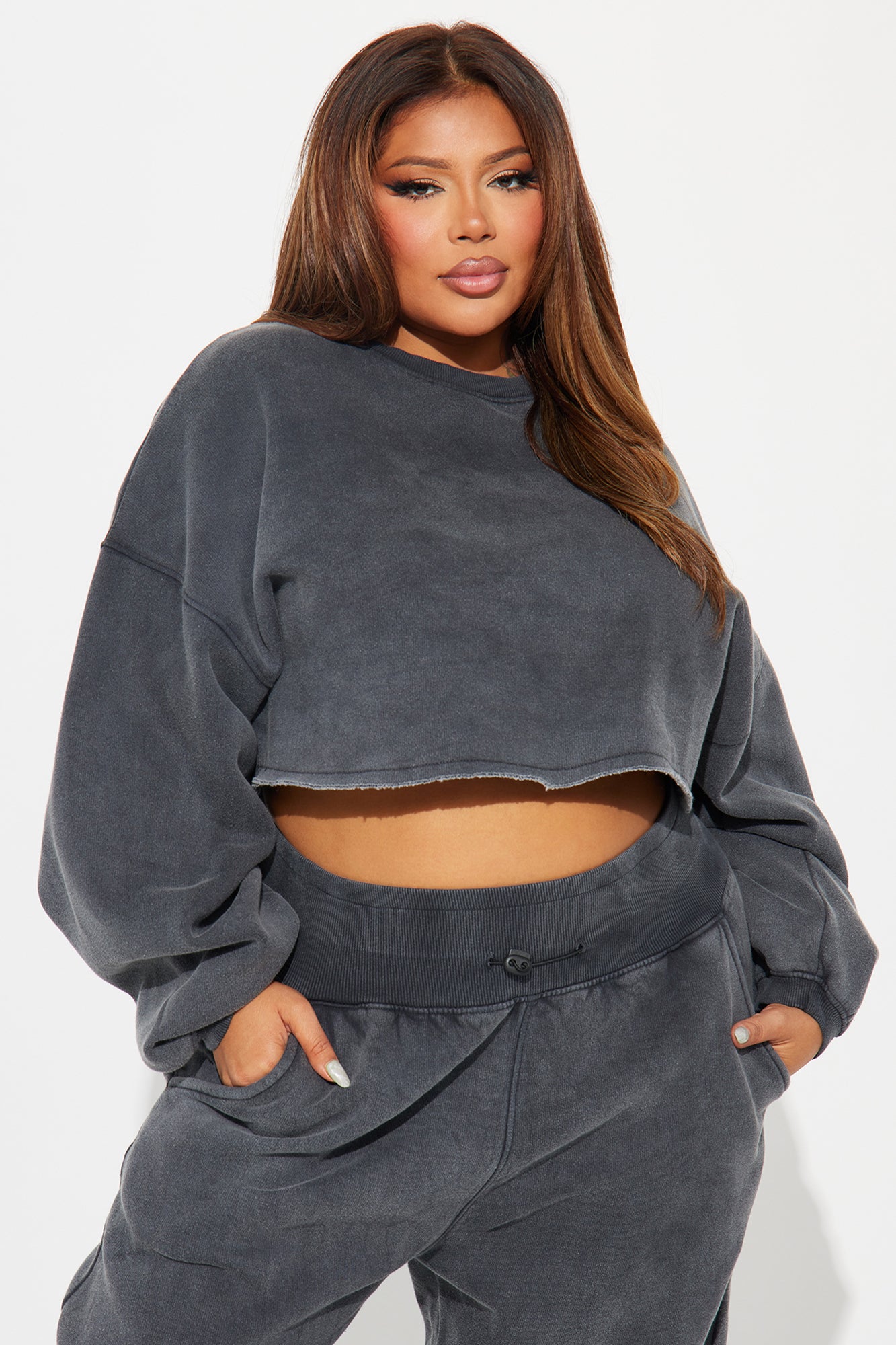 Feeling Good Fleece Jogger Set - Charcoal - Image 4