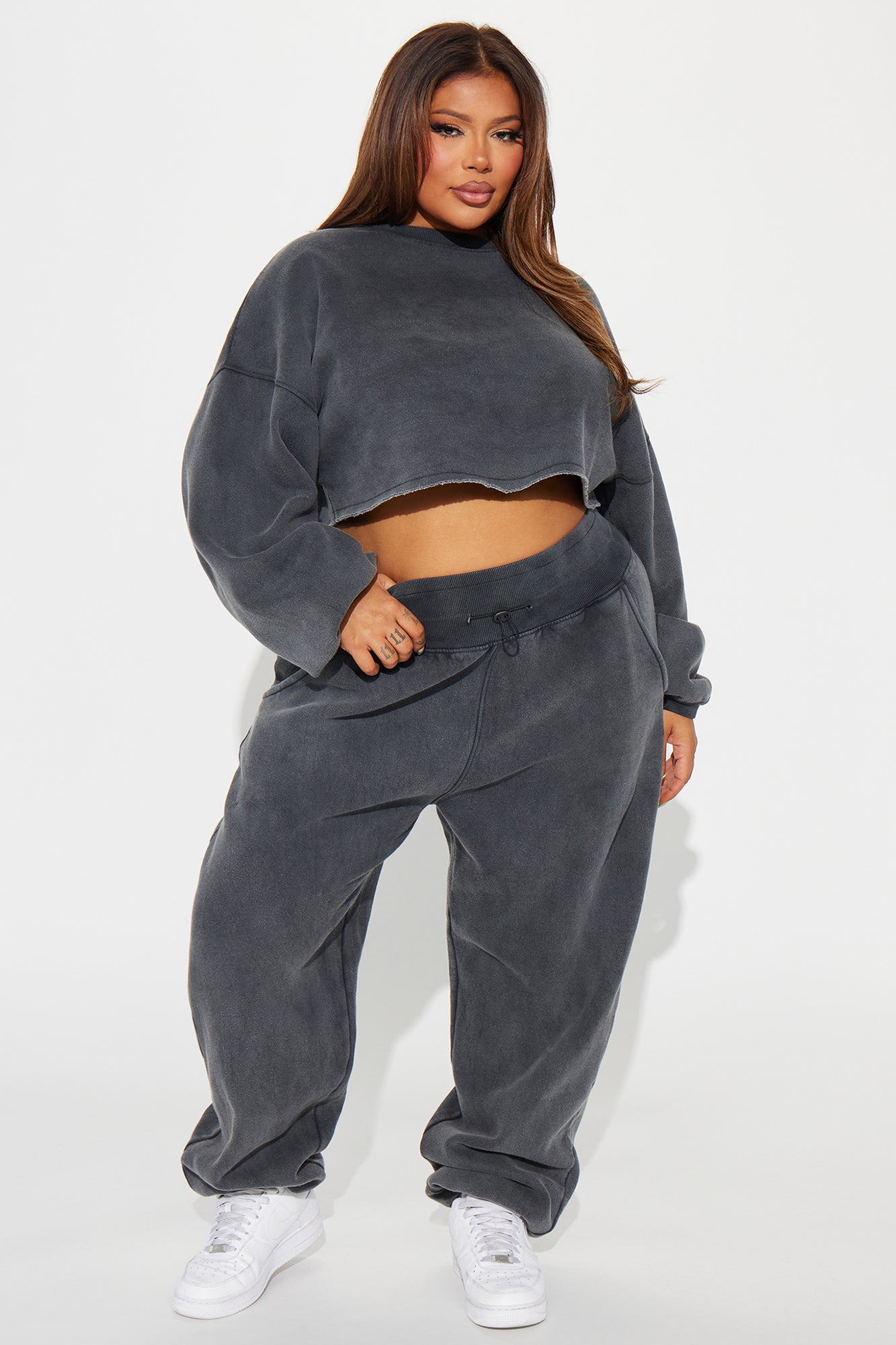 Feeling Good Fleece Jogger Set - Charcoal - Image 5