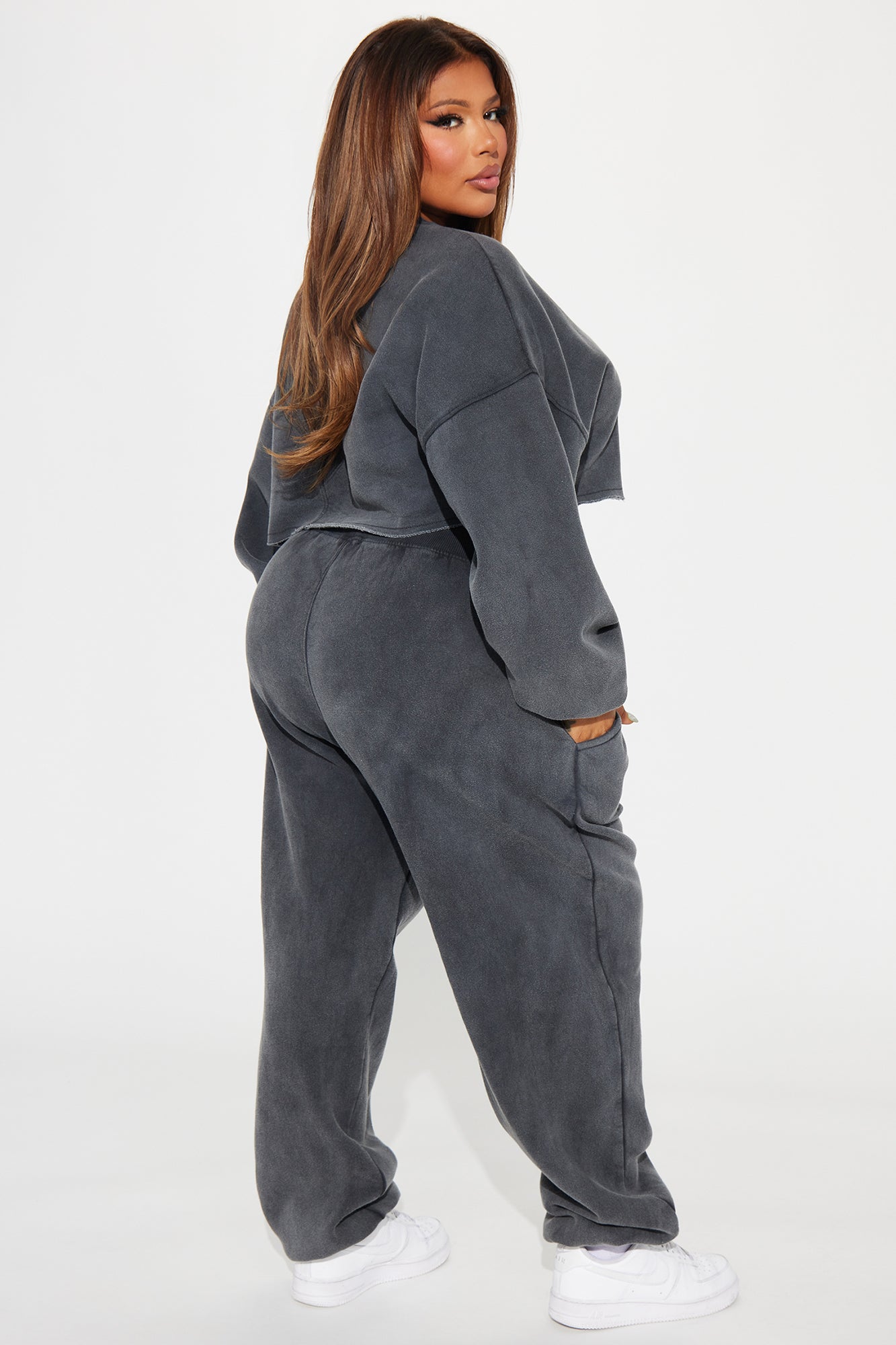Feeling Good Fleece Jogger Set - Charcoal - Image 7