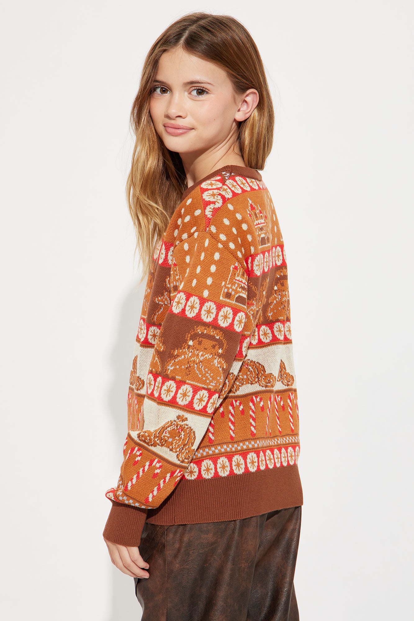 Mini Disney Princess Gingerbread Christmas Sweater - Brown - Image 3