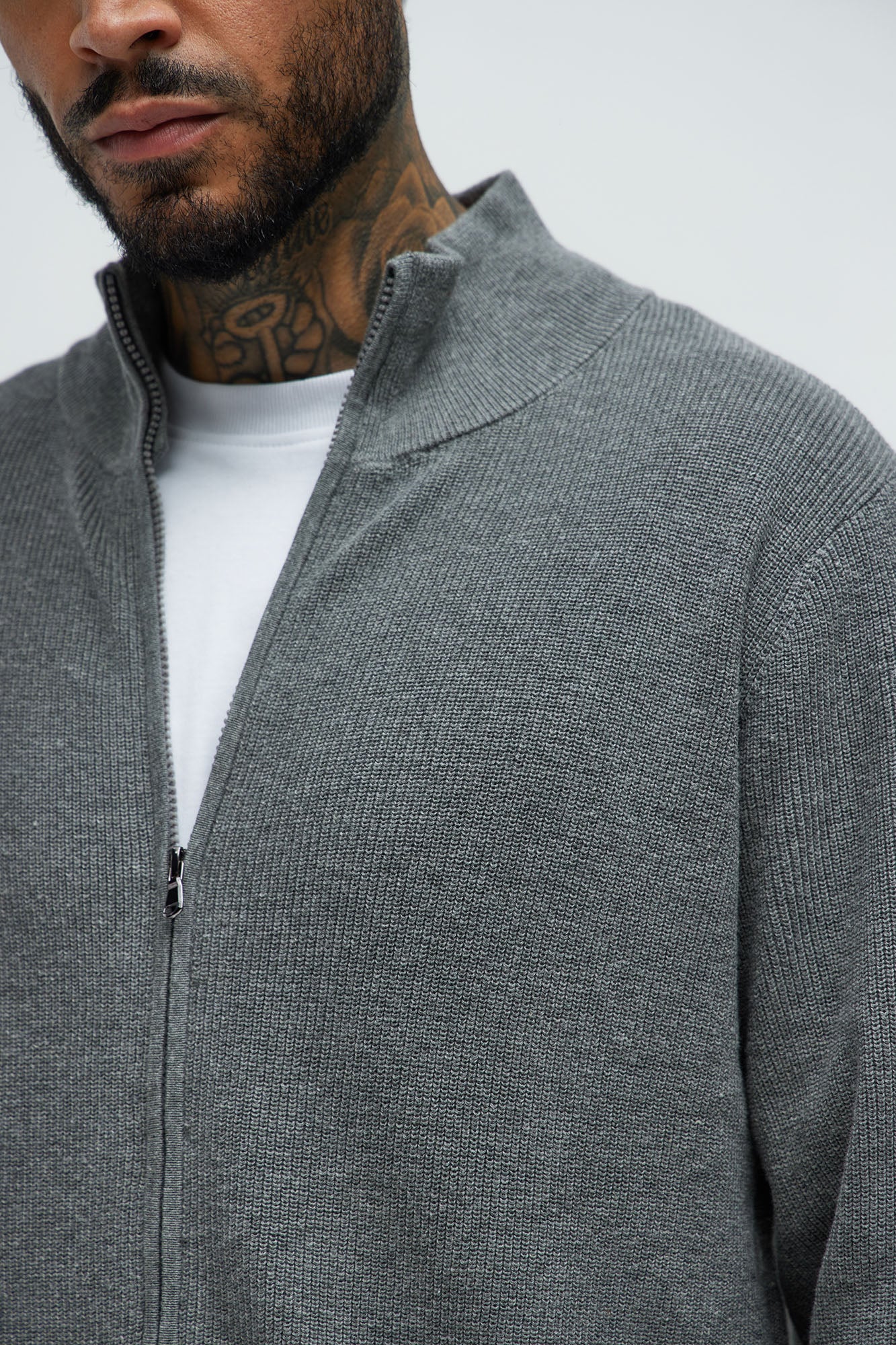 Shawn Full Zip Sweater - Heather Grey - Image 4
