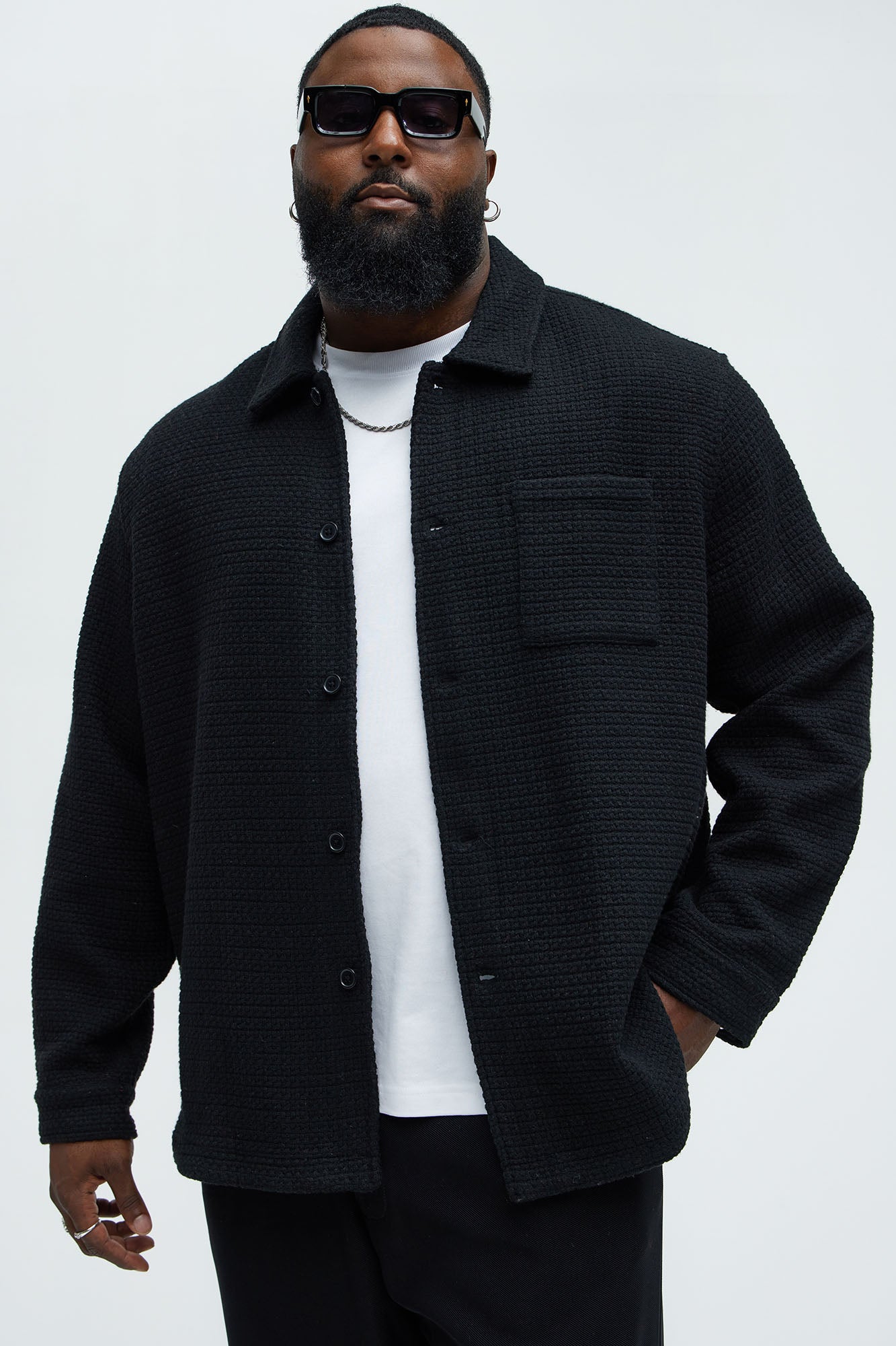 Linden Textured Button Up Shirt - Black - Image 5