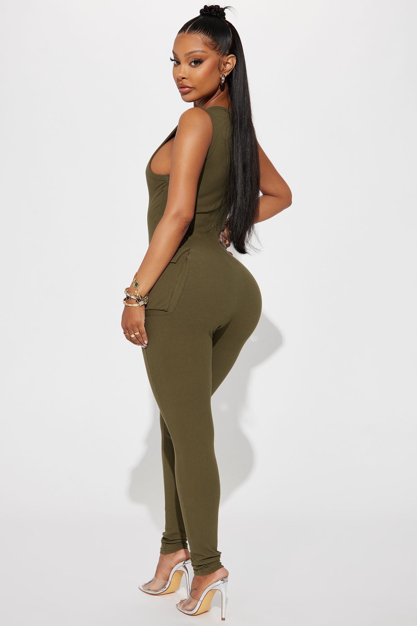 Maddix Ribbed Jumpsuit - Olive - Image 3