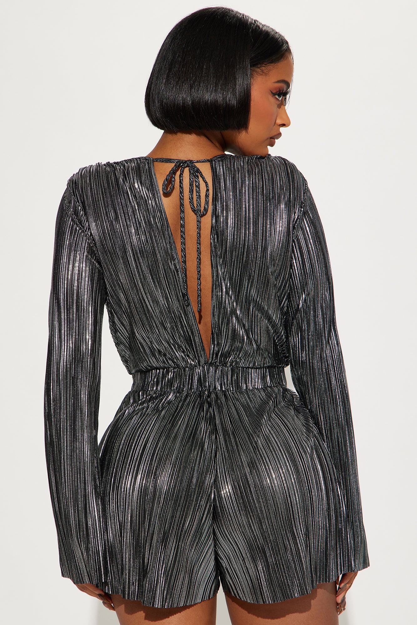 Been Done Before Plisse Romper - Silver - Image 3