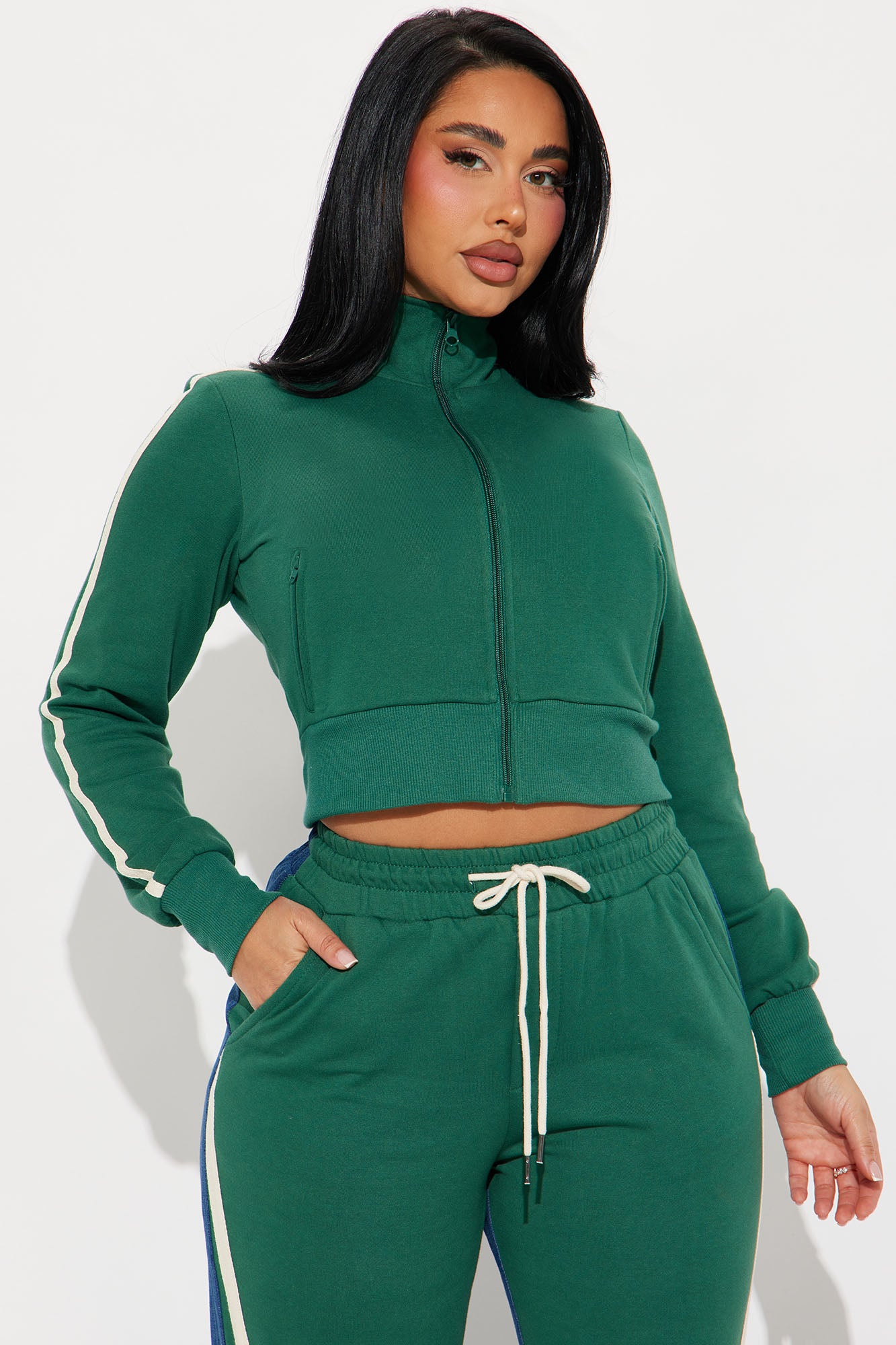 Mya Denim Mix Track Pant Set - Hunter - Image 3
