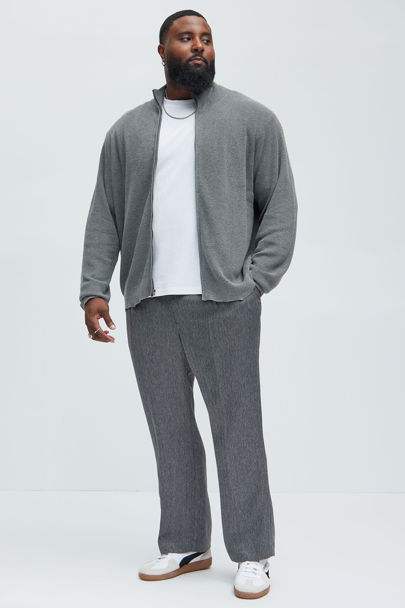 Shawn Full Zip Sweater - Heather Grey - Image 6