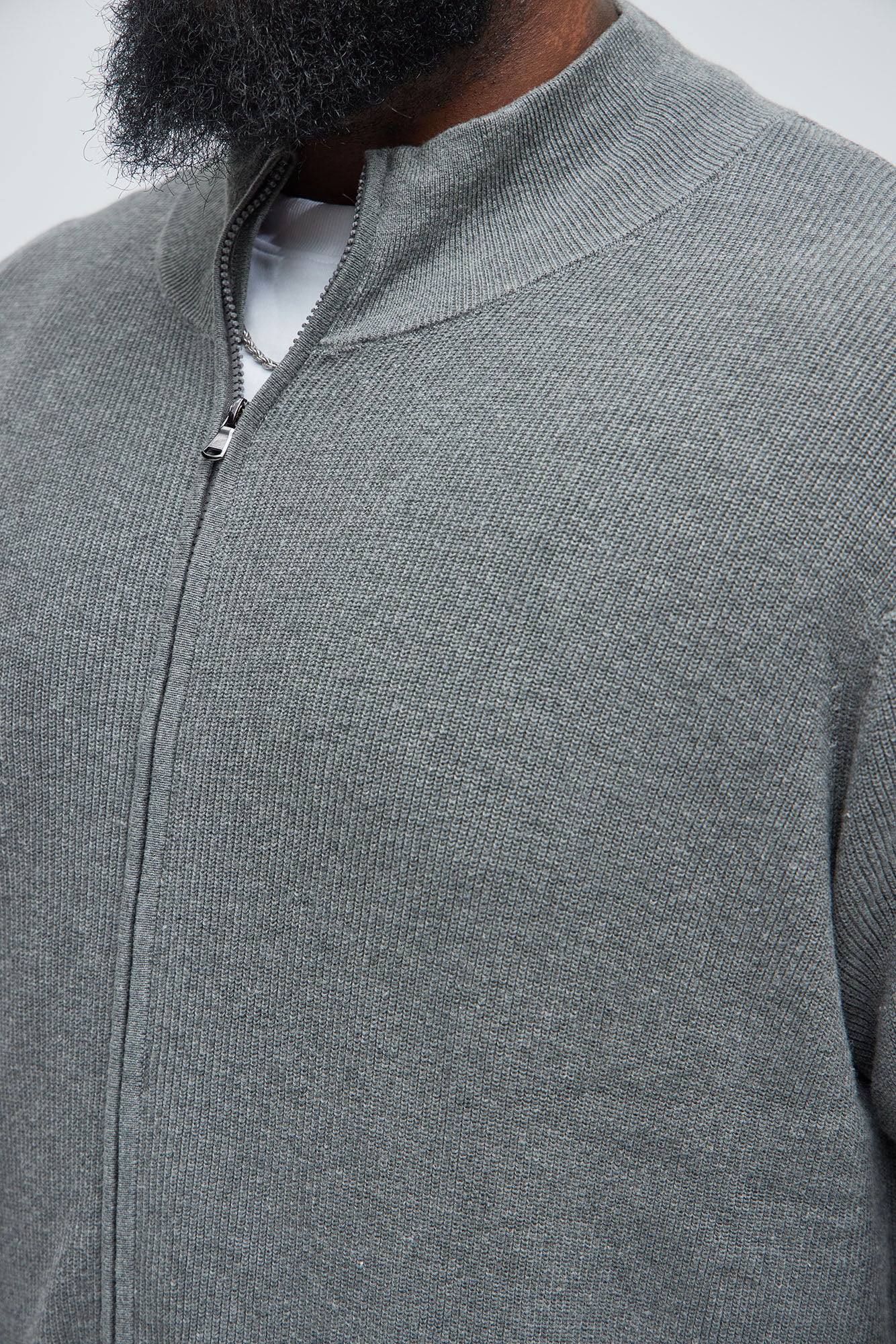 Shawn Full Zip Sweater - Heather Grey - Image 7