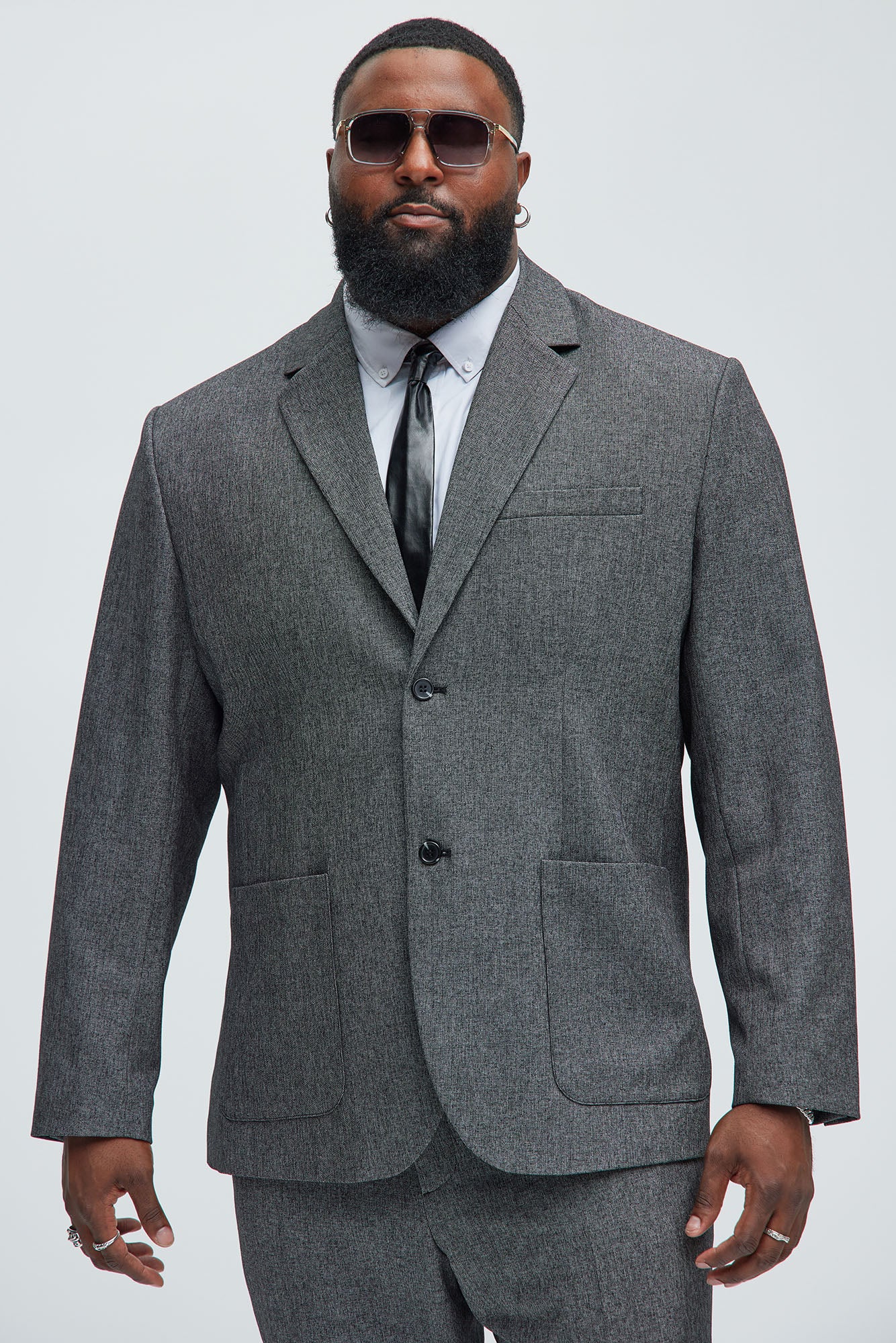 Porter Textured Blazer - Charcoal - Image 5