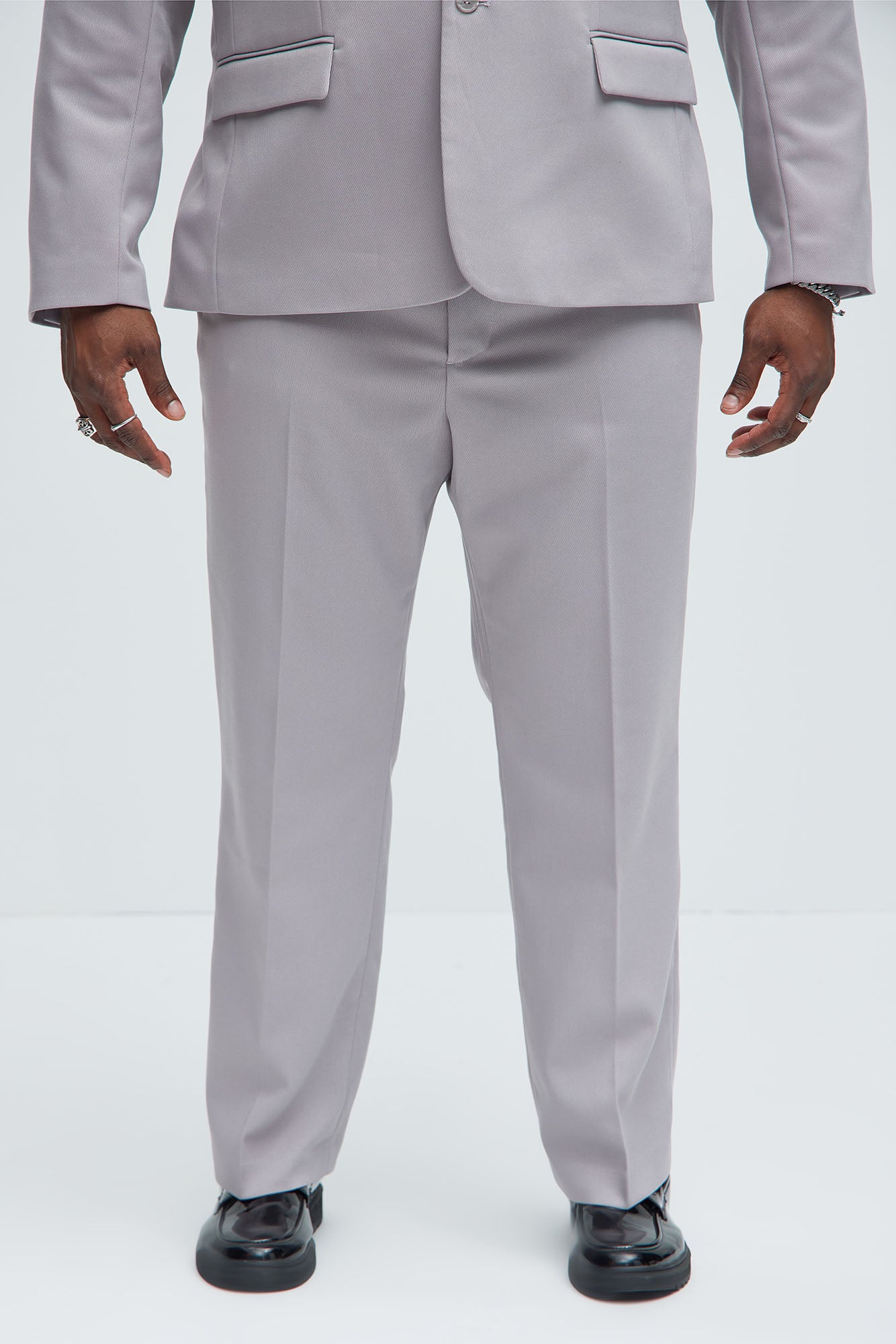 Kevin Twill Textured Straight Trousers - Grey - Image 6