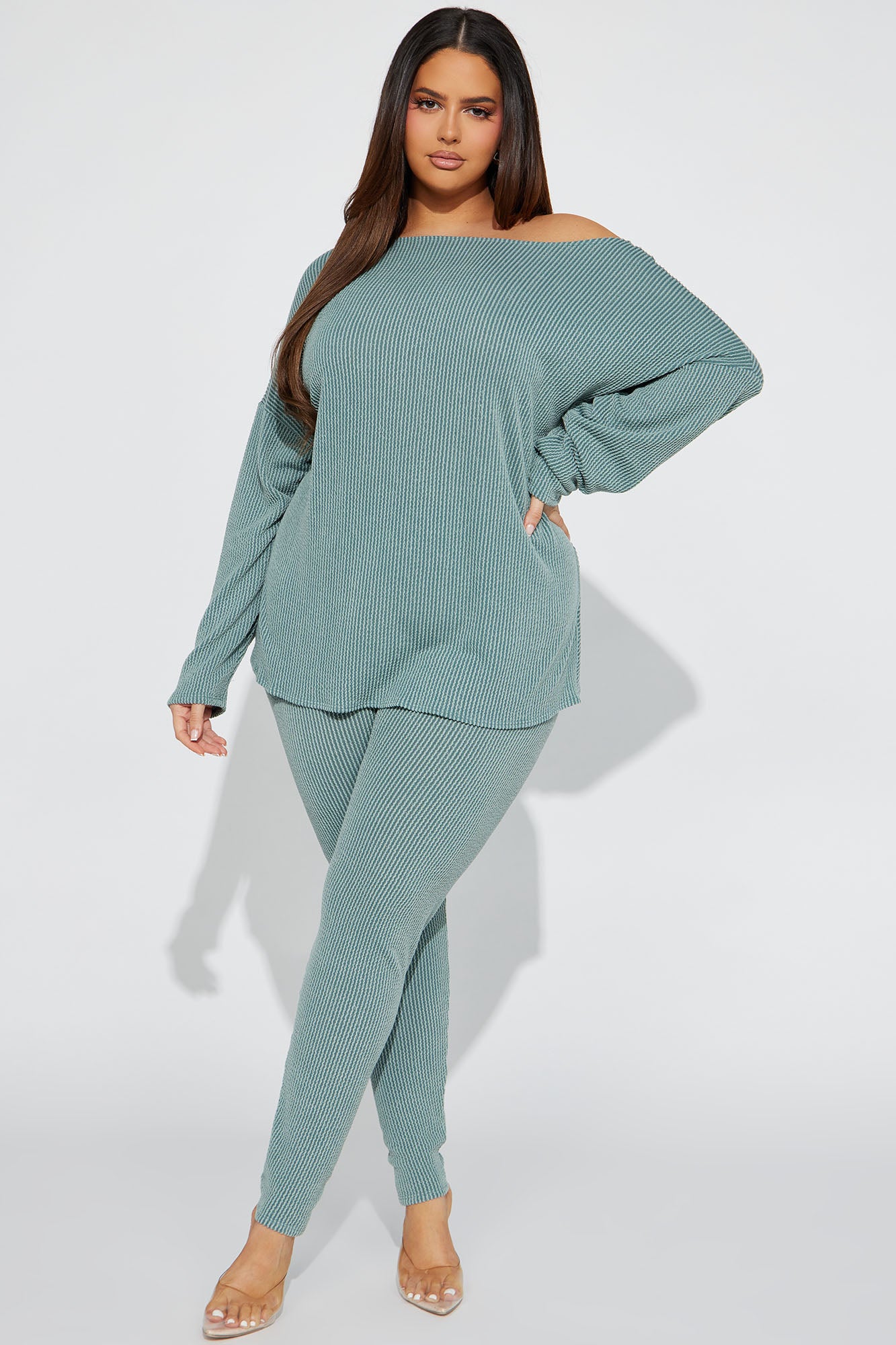 Don't Get Twisted Ribbed Legging Set - Olive - Image 4