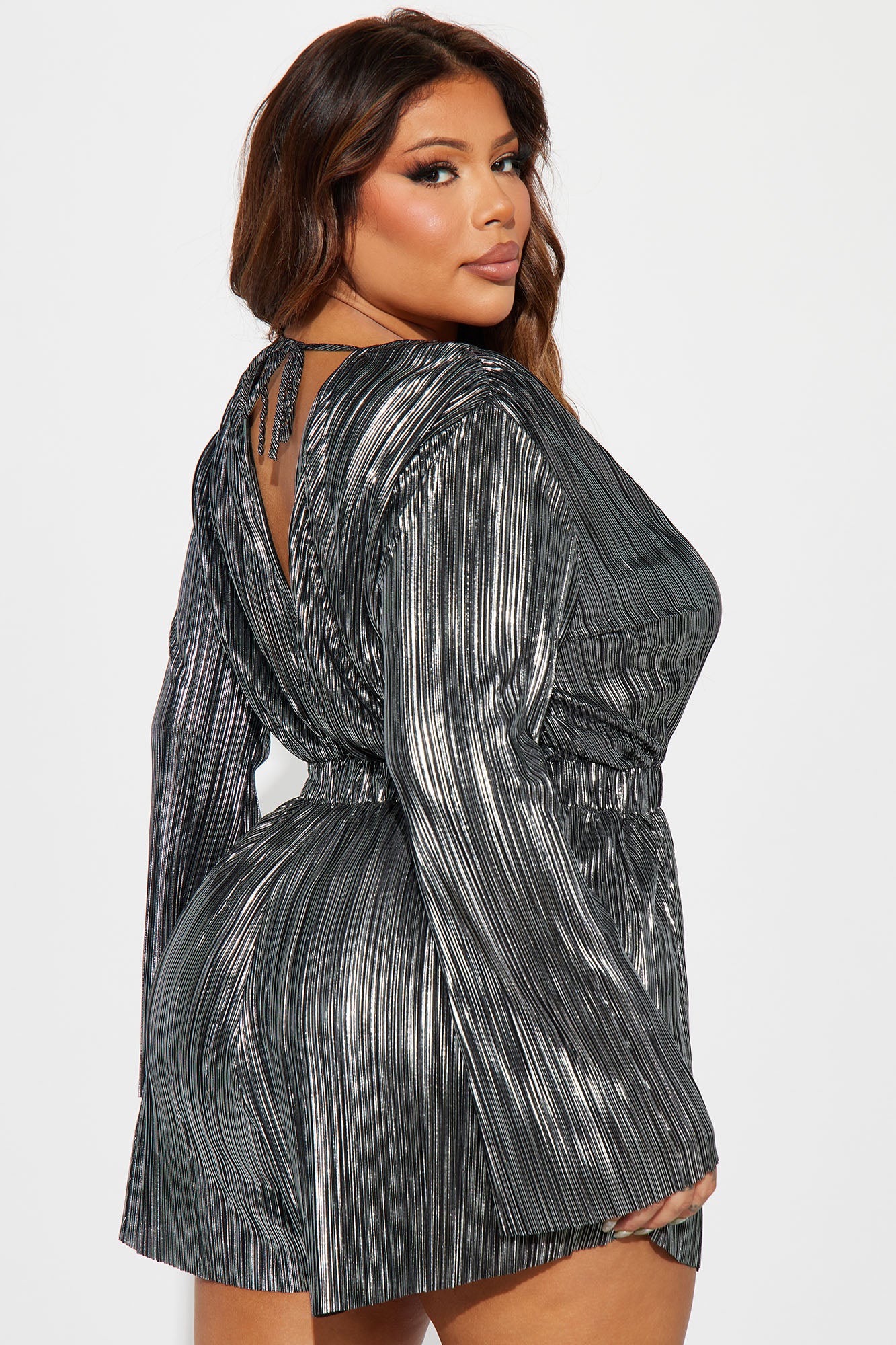 Been Done Before Plisse Romper - Silver - Image 6