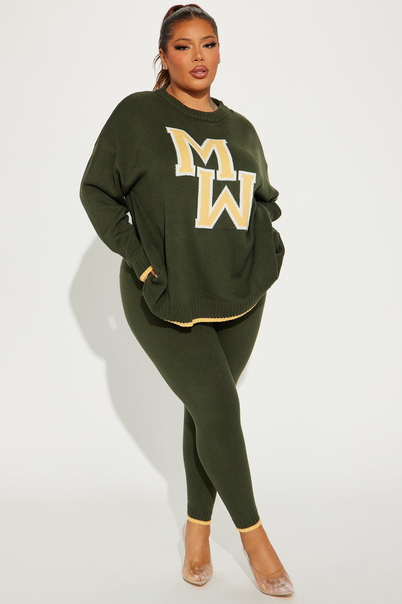 It's My Way Sweater Pant Set - Olive - Image 4