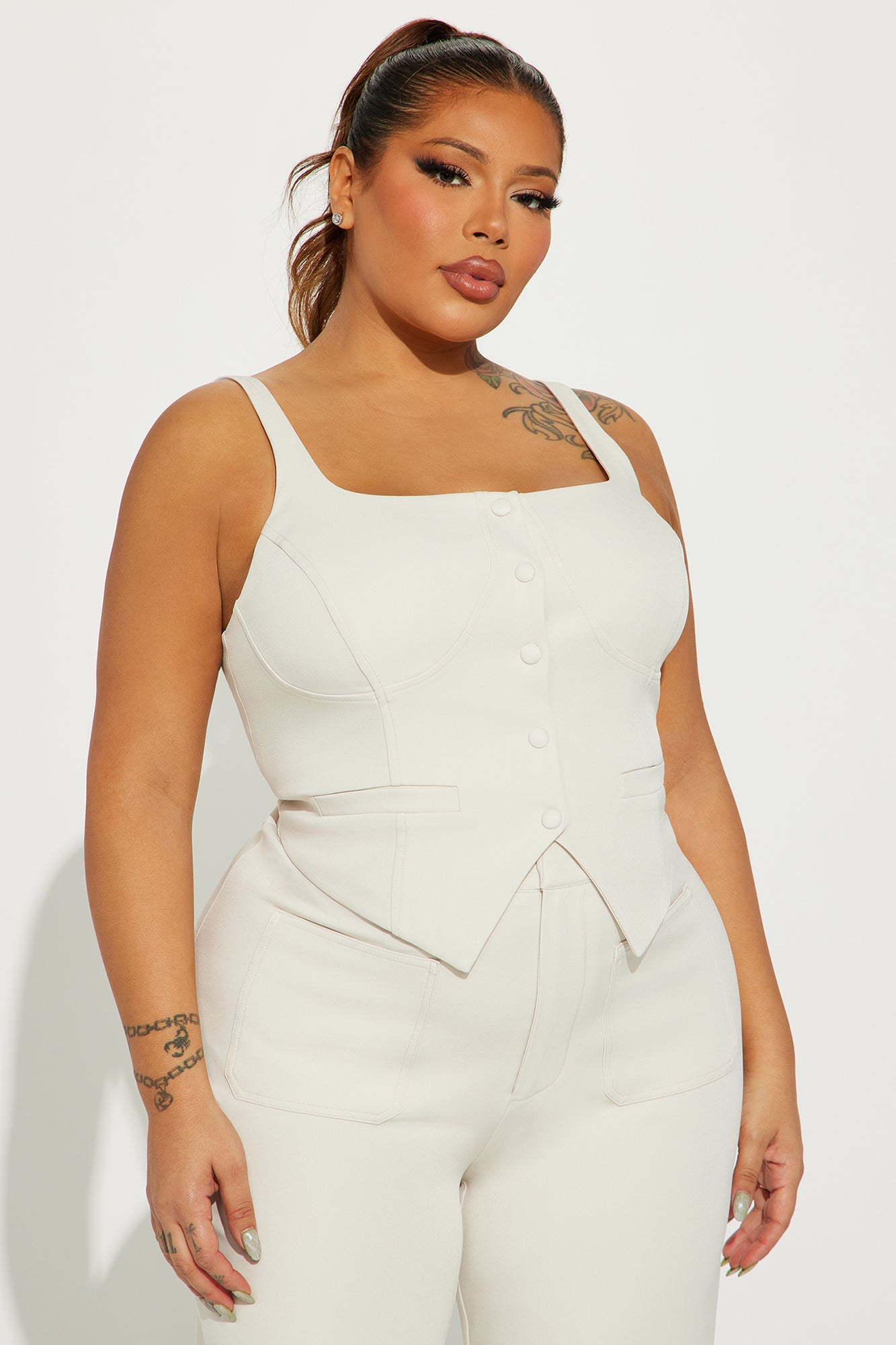 That Girl Vest Pant Set - Cream - Image 6