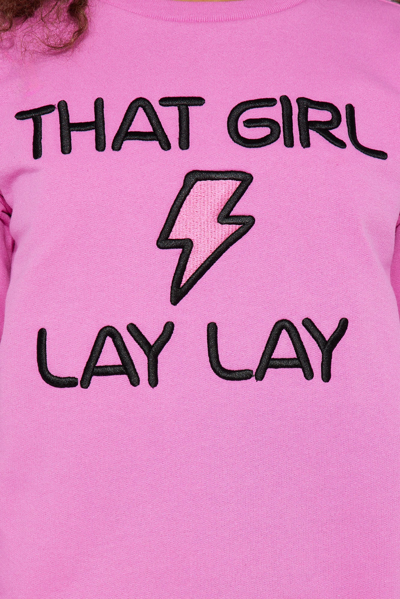 Mini Lay Lay Lightning Girl Fleece Jogger Set - Fuchsia - Image 4