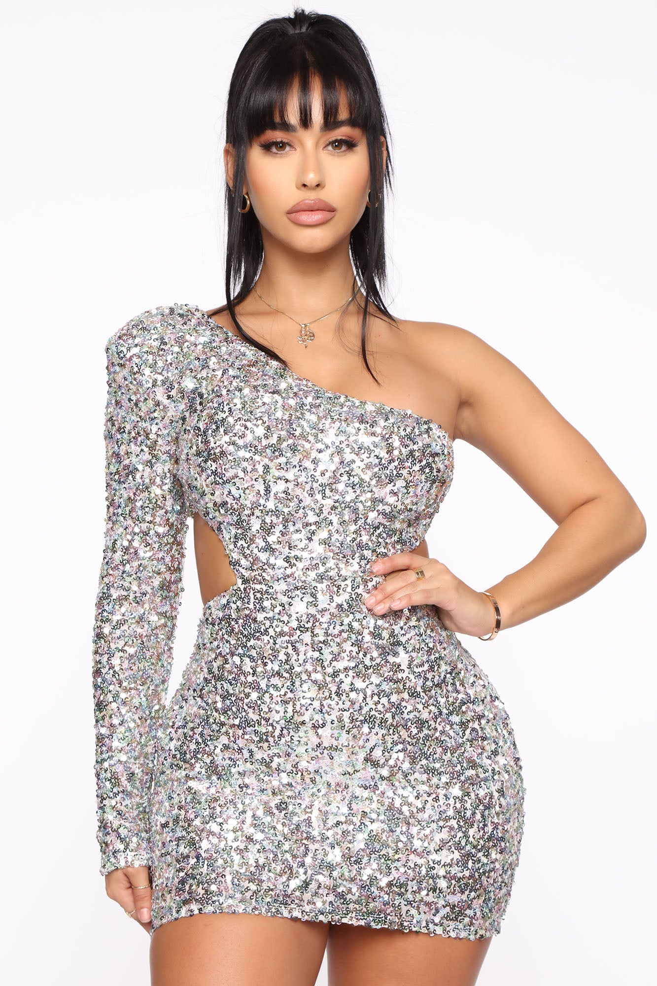 More Time To Shine Mini Dress - Silver/Multi - Image 3