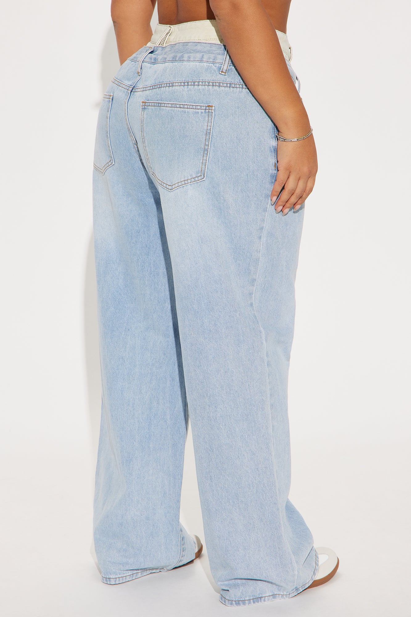 Gone Viral Double Waistband Baggy Jeans - Light Wash - Image 7
