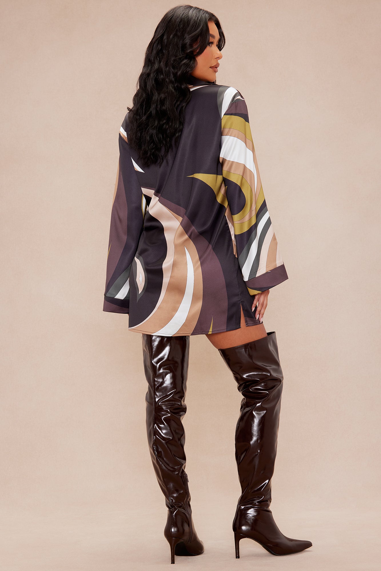 Akira Satin Mini Dress - Brown/combo - Image 4